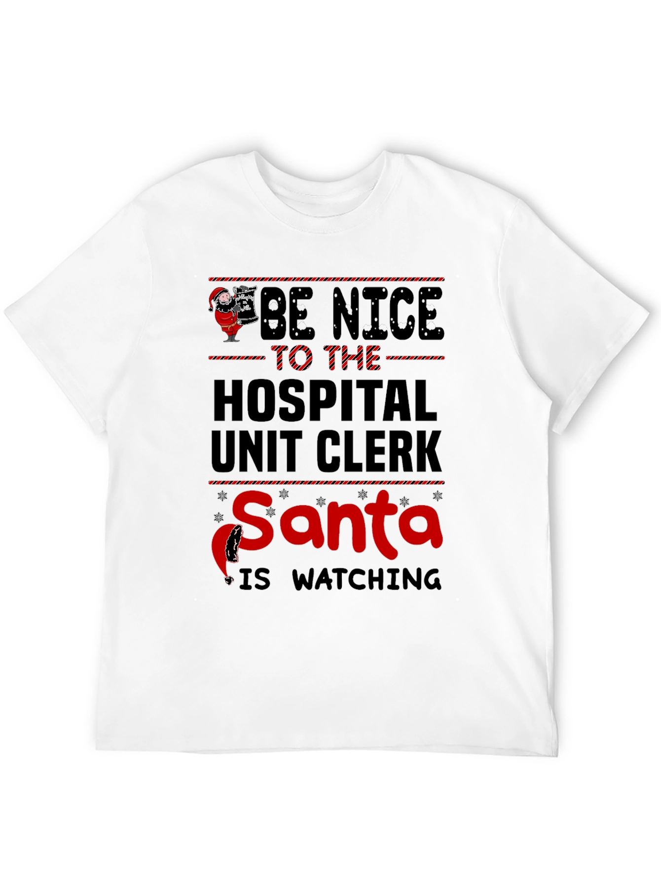 Hospital Unit Clerk Santa Watching T-Shirt