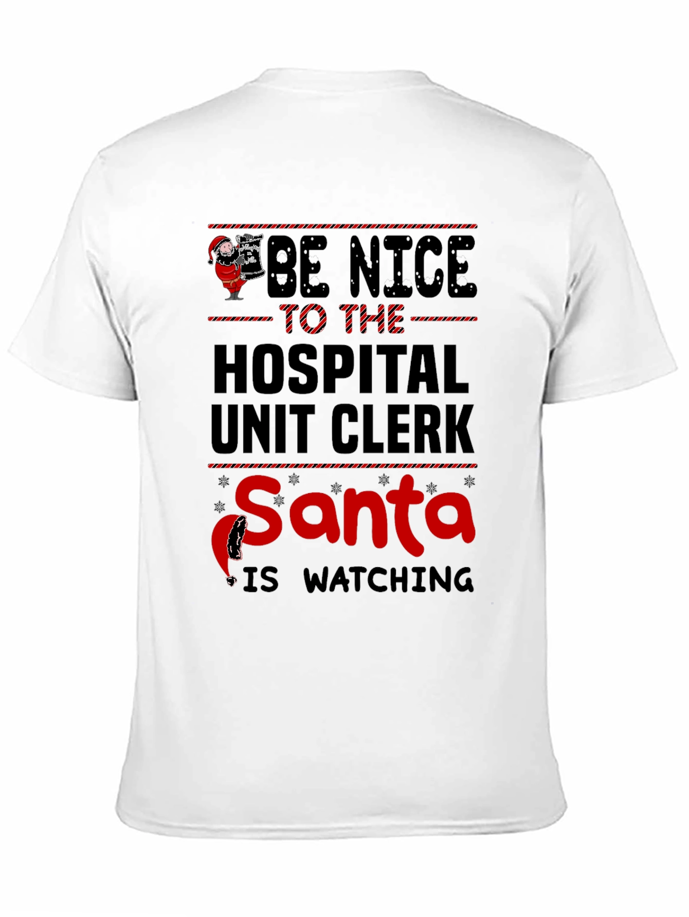 Hospital Unit Clerk Santa Watching T-Shirt