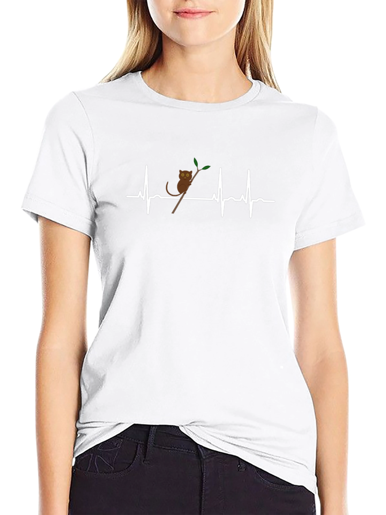 Heartbeat Tarsier Graphic T-Shirt - Black