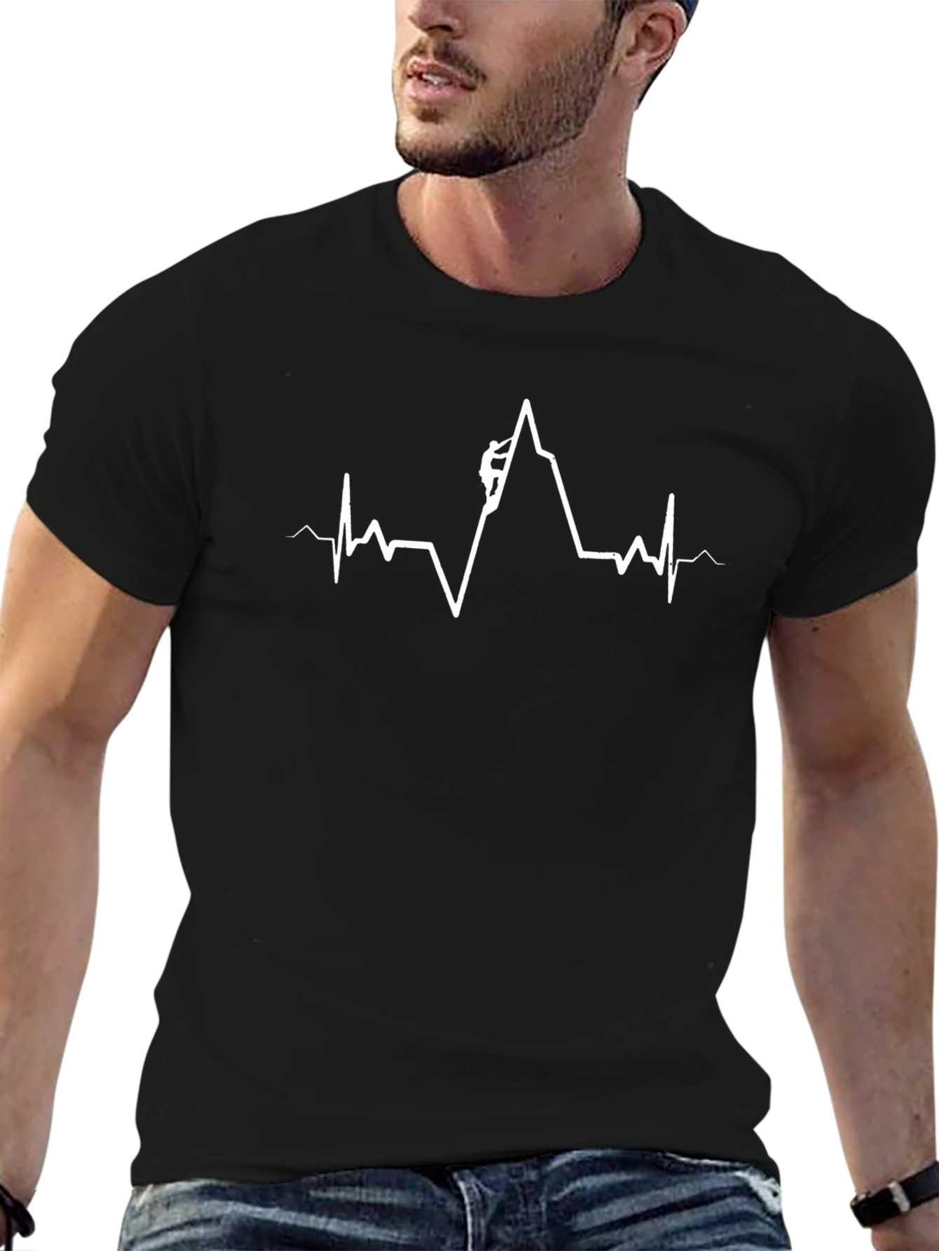 Climbing Heartbeat Graphic Tee - Black