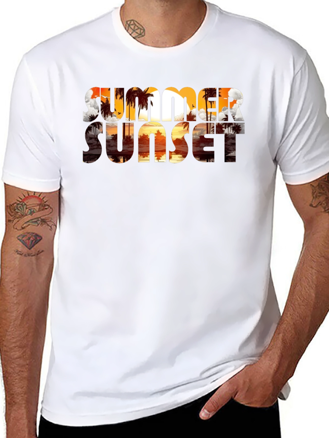 Summer Sunset Graphic Tee - Tropical Beach Vibe