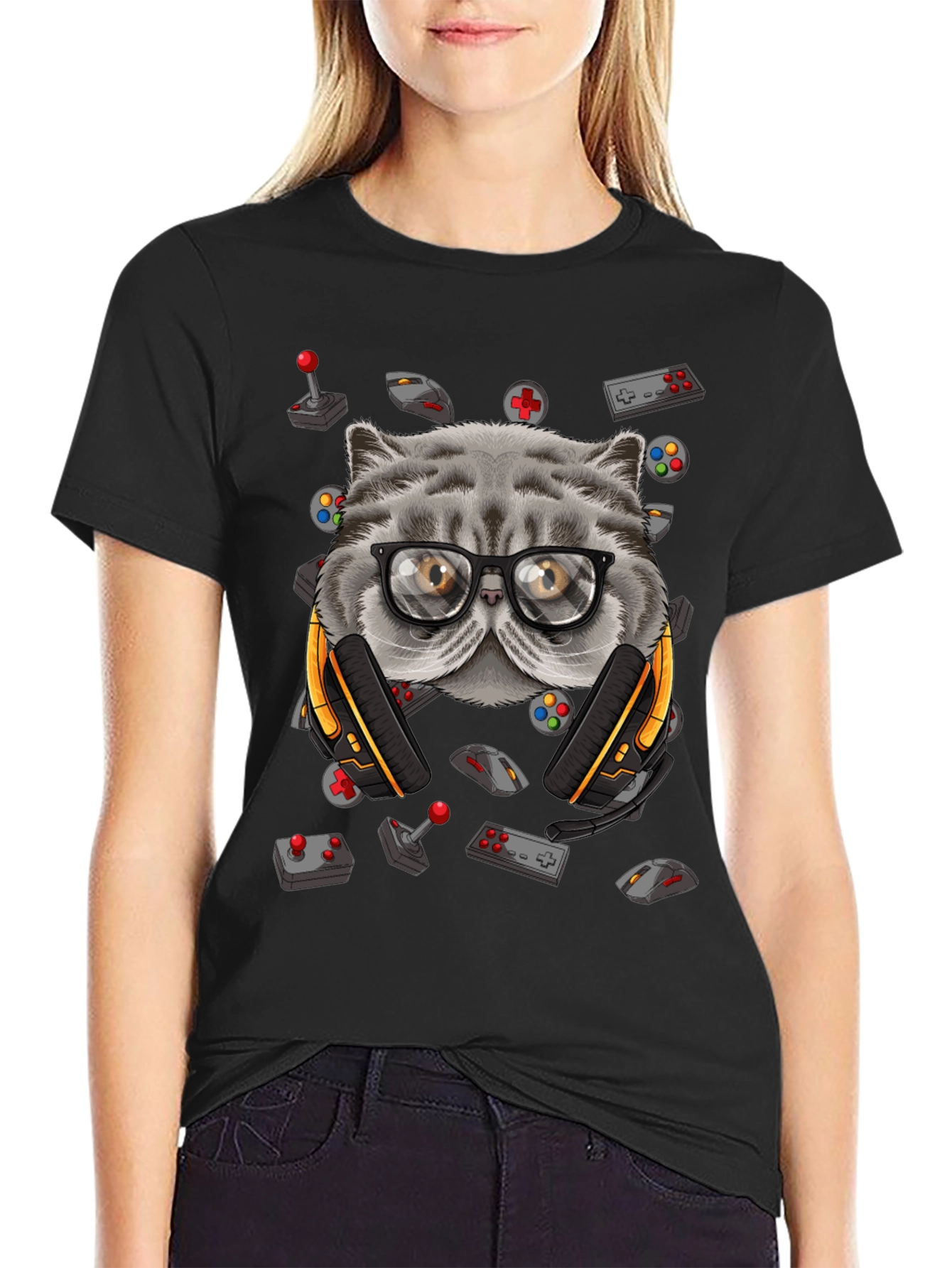 Gamer Cat T-Shirt - Funny Gaming Tee