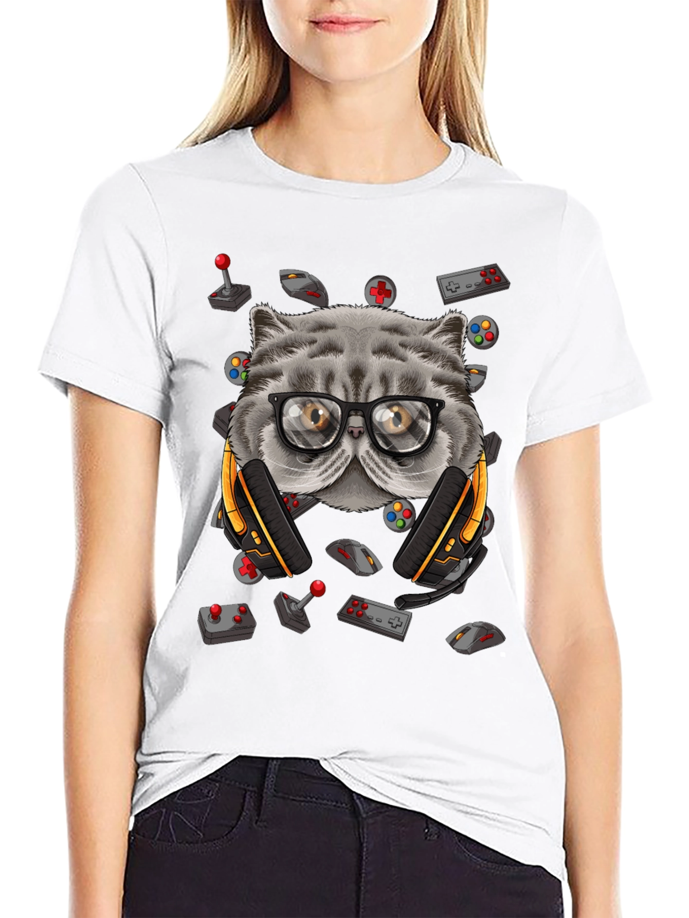 Gamer Cat T-Shirt - Funny Gaming Tee