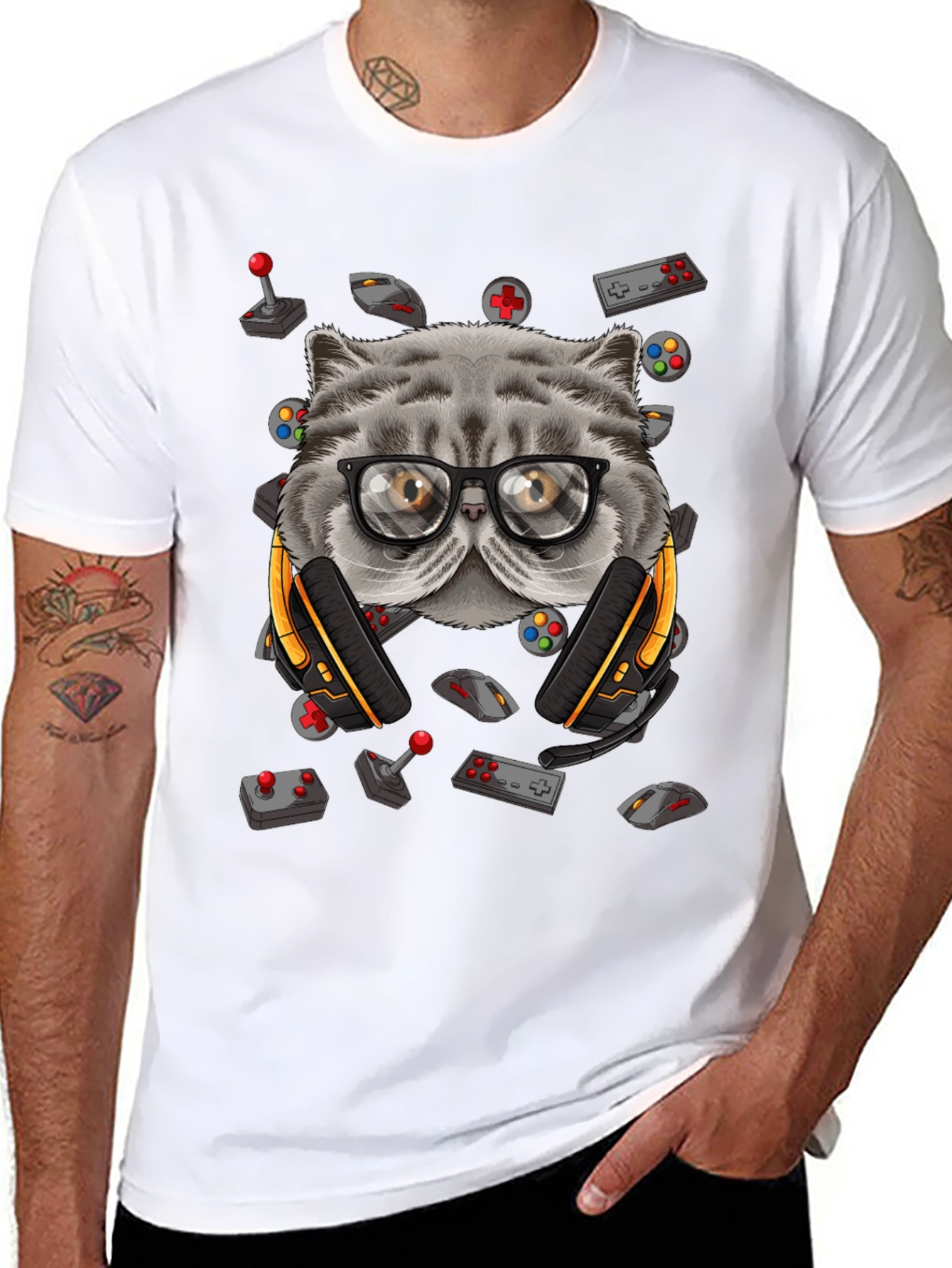 Gamer Cat T-Shirt - Funny Gaming Tee