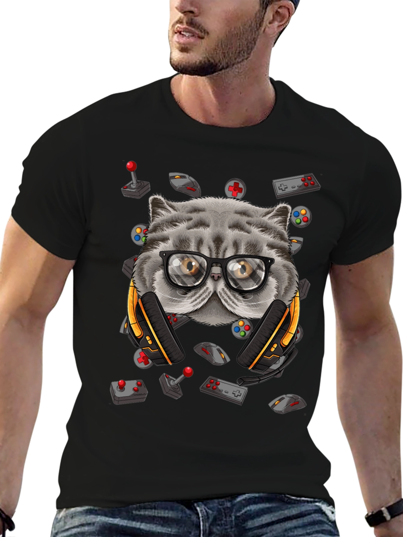 Gamer Cat T-Shirt - Funny Gaming Tee