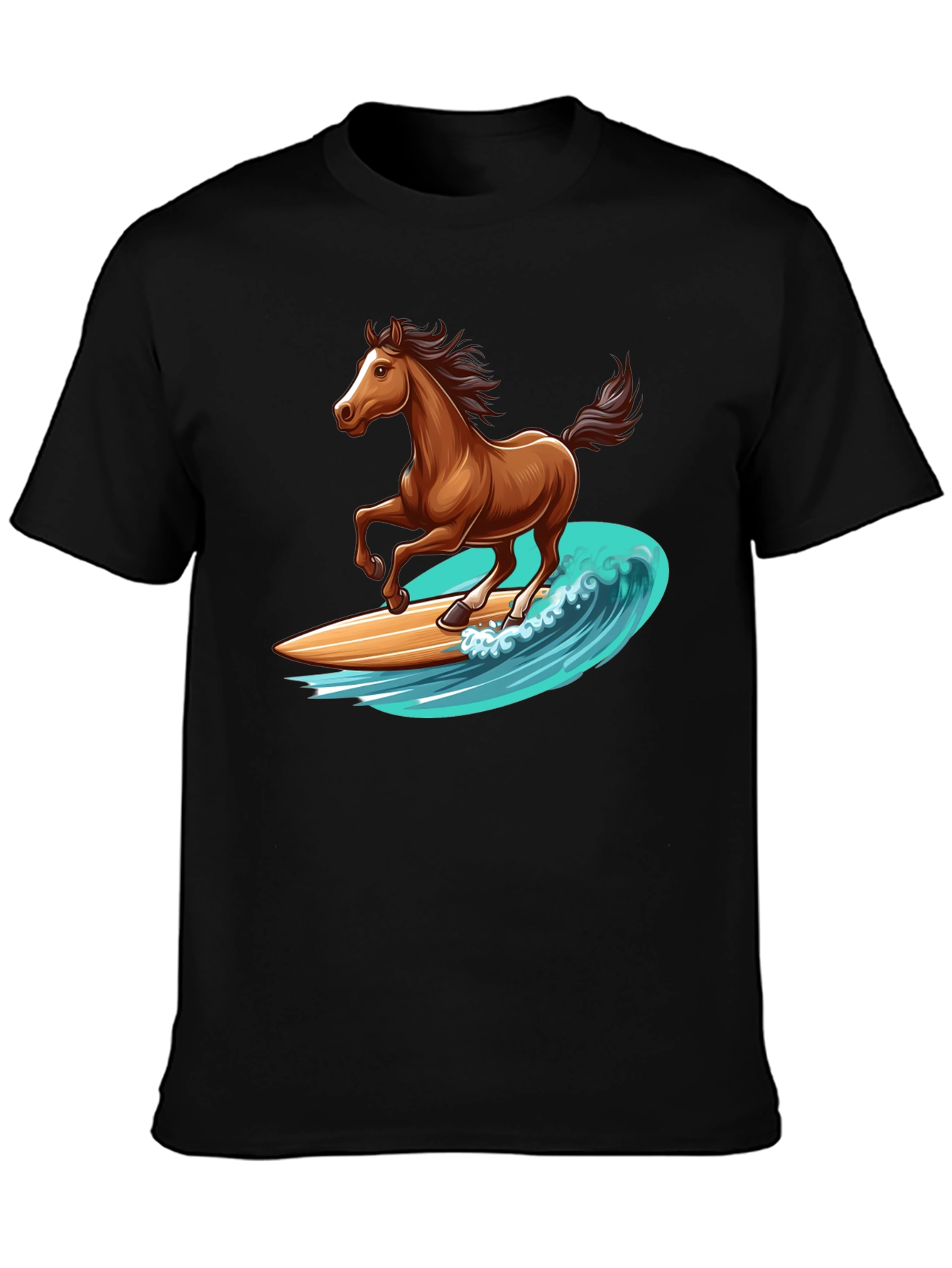 Horse Surfing Wave Graphic T-Shirt