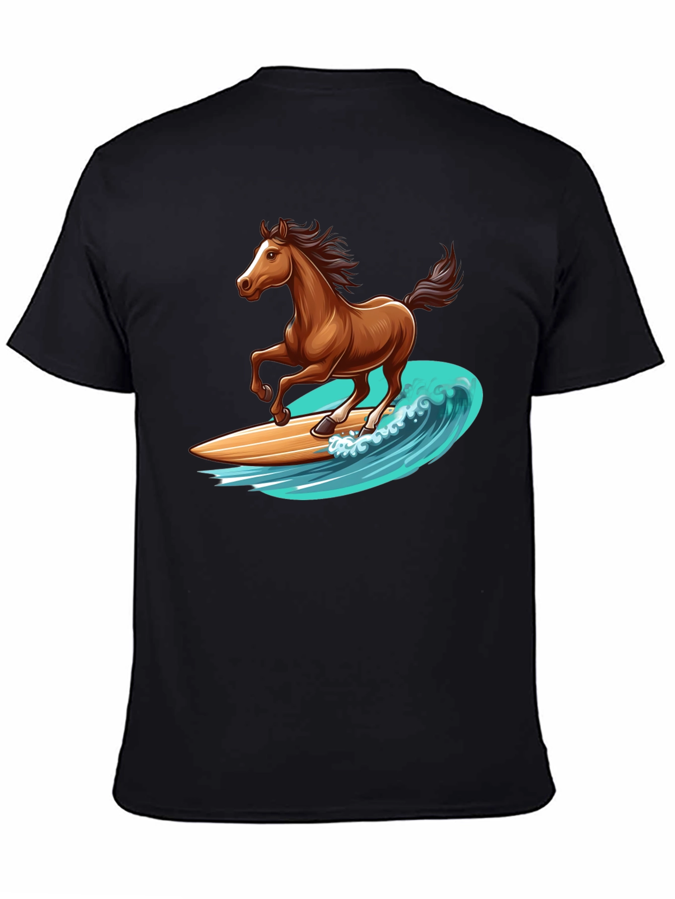 Horse Surfing Wave Graphic T-Shirt