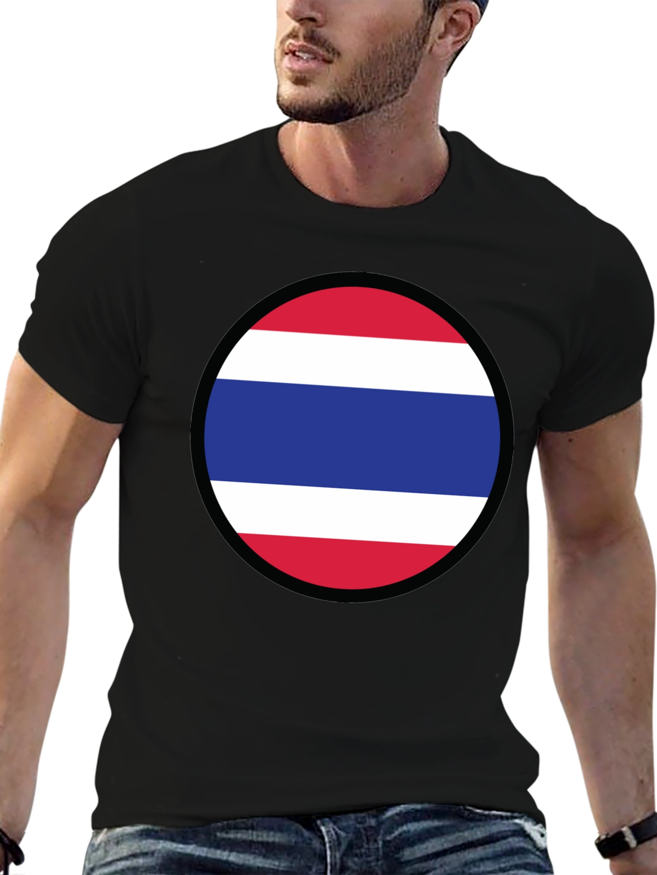 Thailand Flag T-Shirt - Black Crew Neck Tee