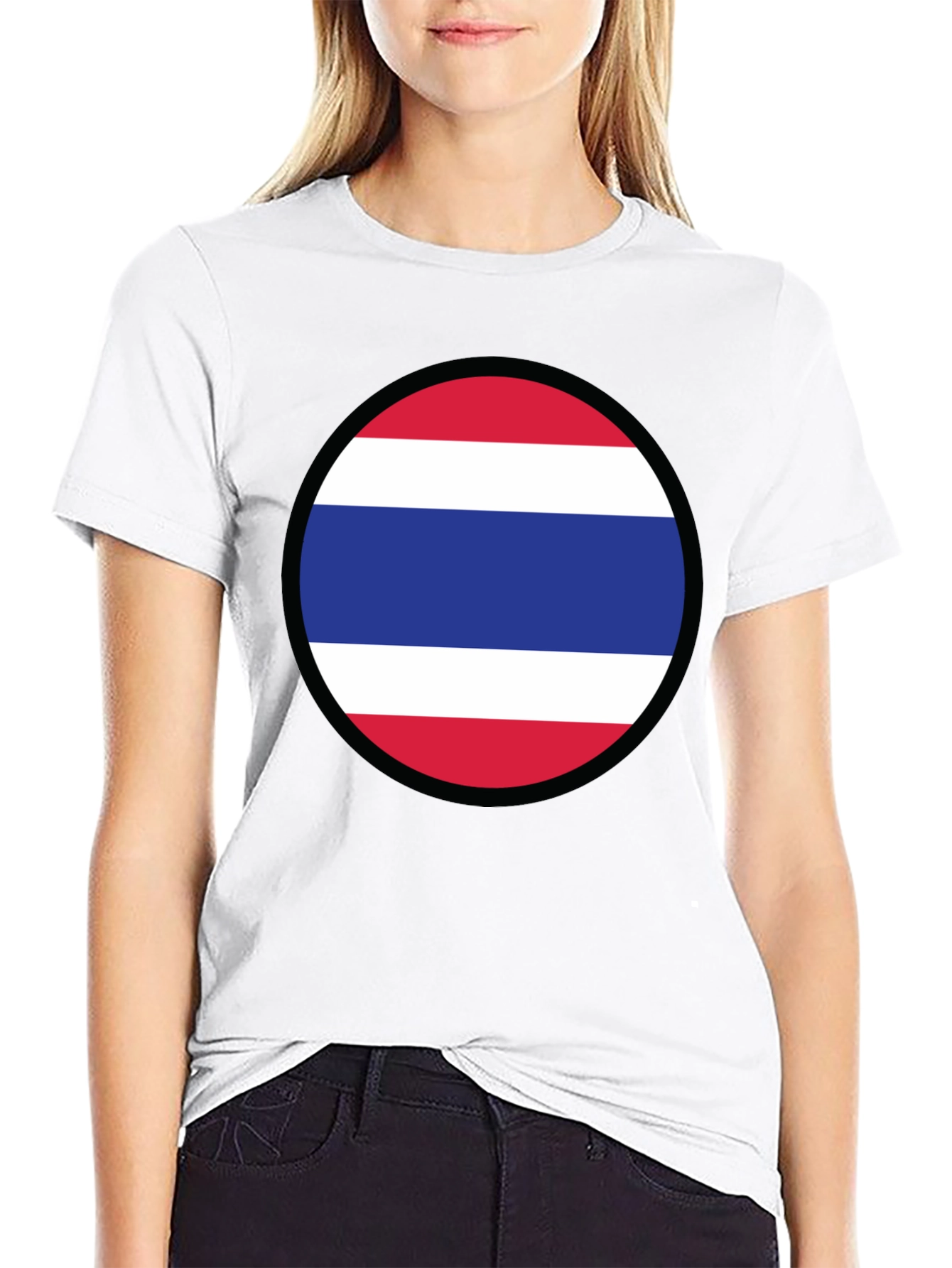 Thailand Flag T-Shirt - Black Crew Neck Tee