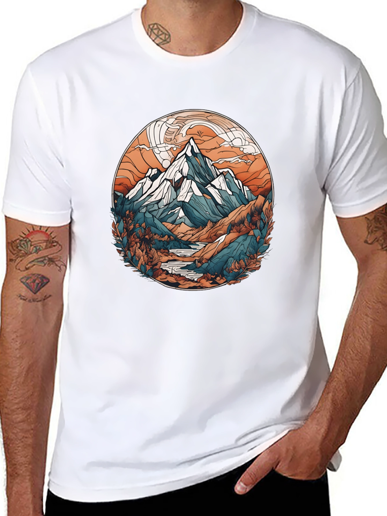 Mountain Graphic Print Black T-Shirt