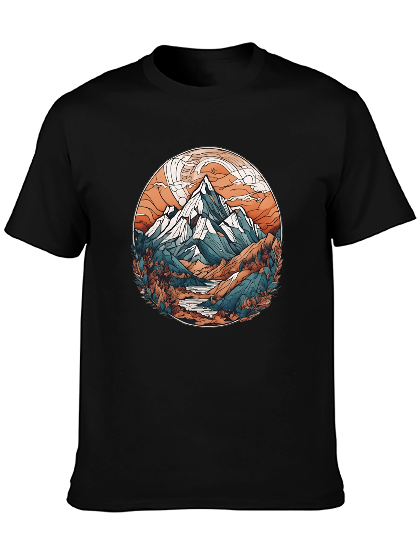 Mountain Graphic Print Black T-Shirt
