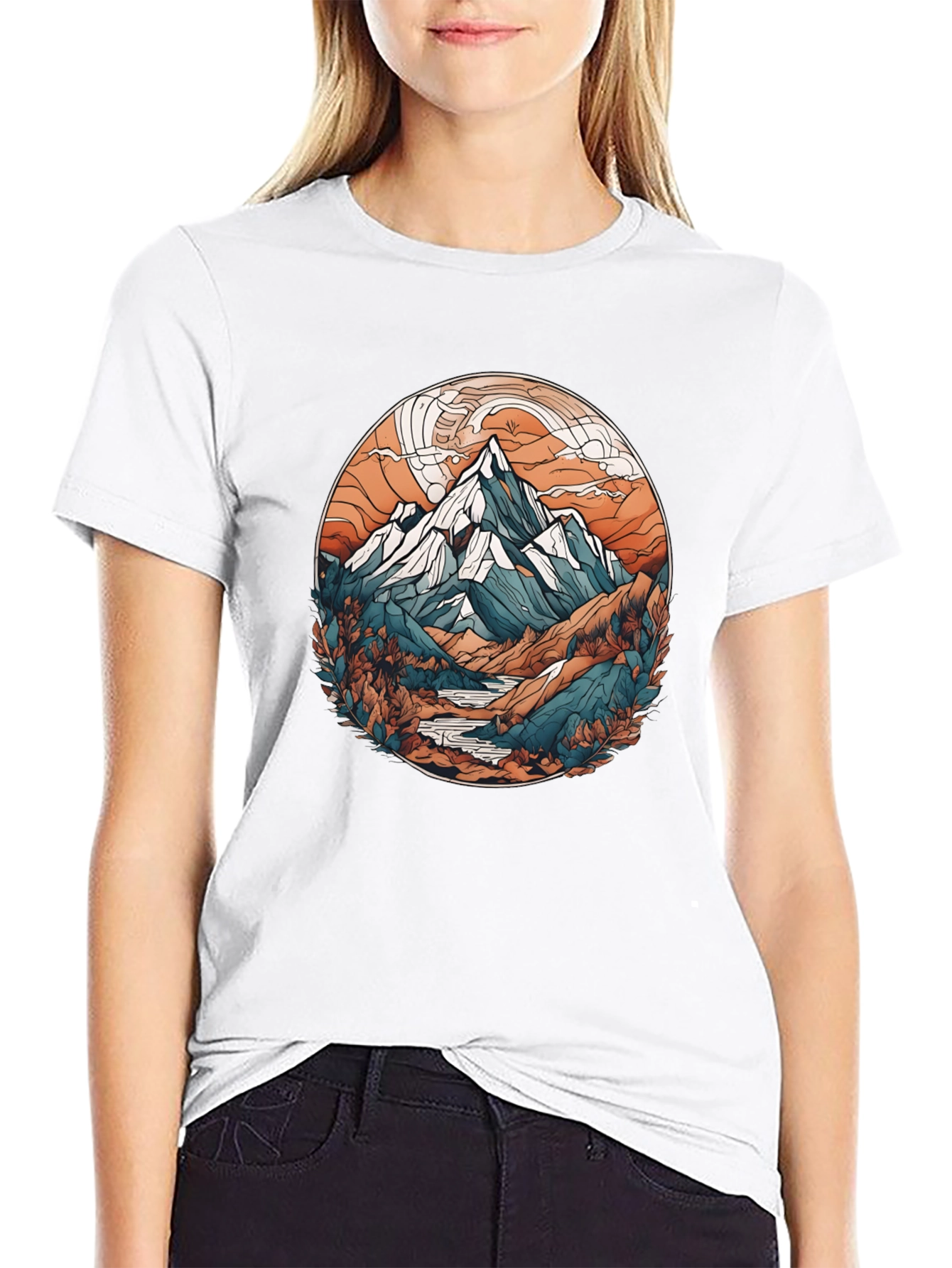 Mountain Graphic Print Black T-Shirt