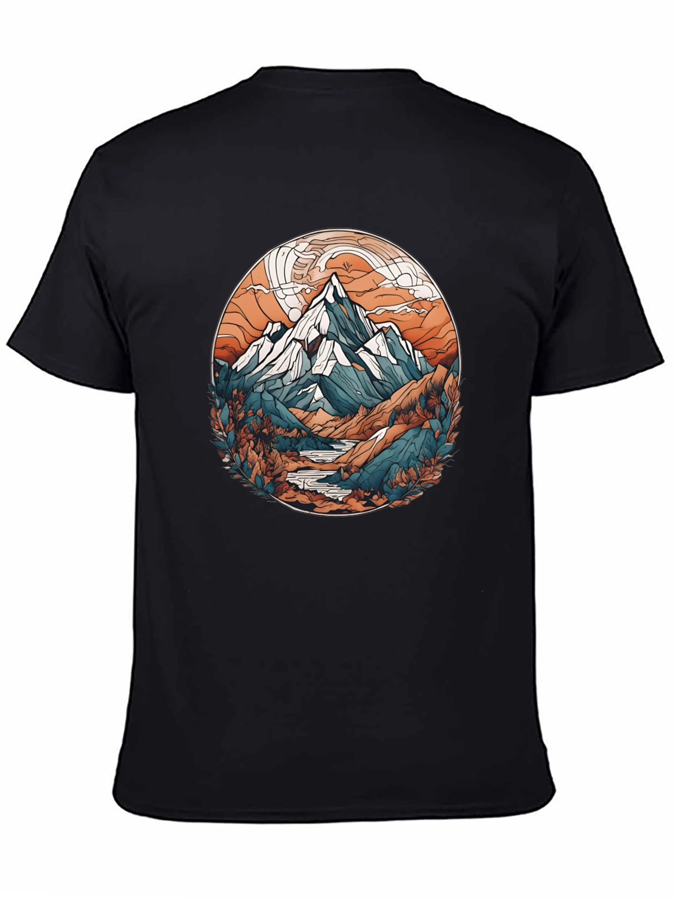 Mountain Graphic Print Black T-Shirt