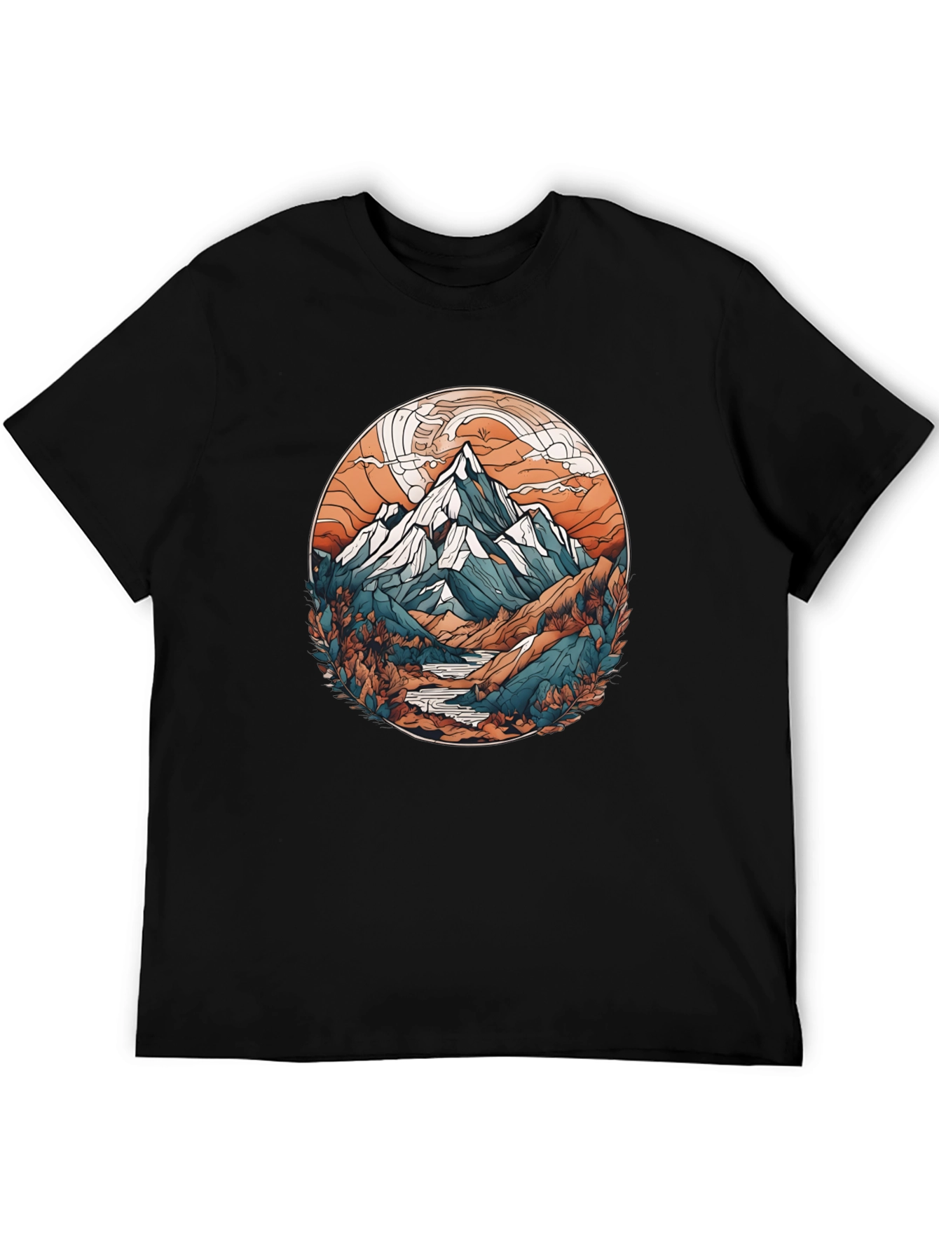 Mountain Graphic Print Black T-Shirt
