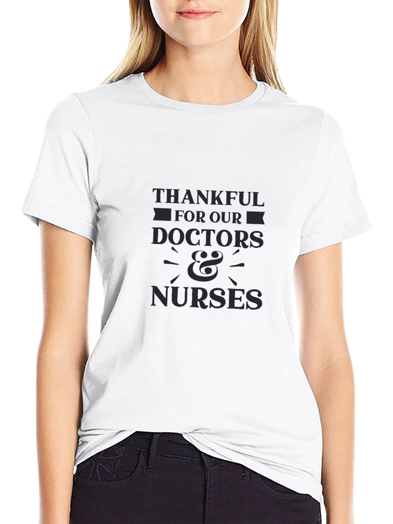 Thankful Doctors & Nurses Black T-Shirt