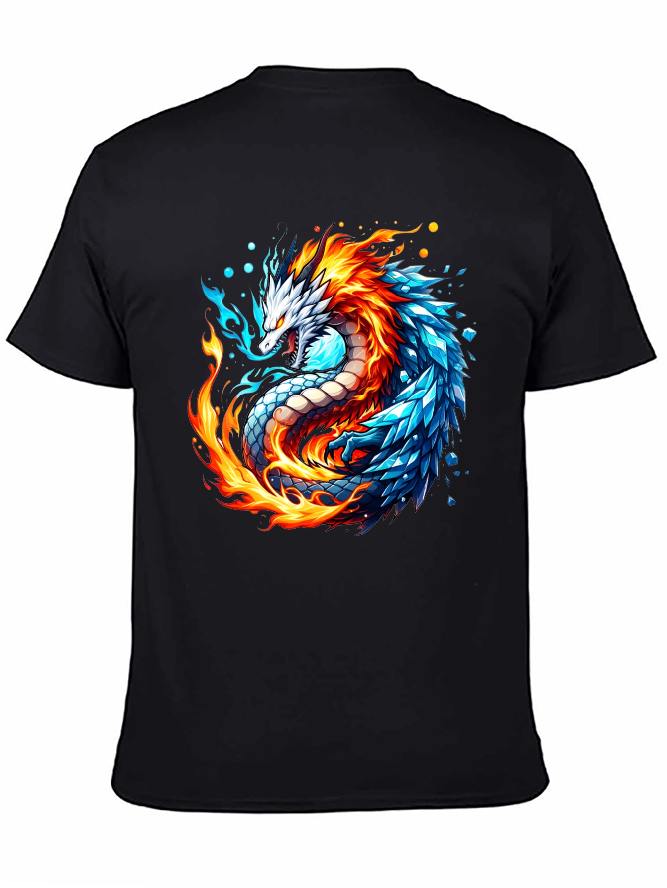 Fire and Ice Dragon Graphic T-Shirt