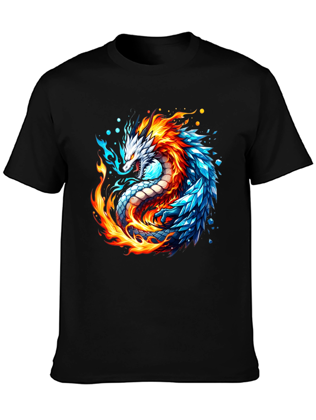 Fire and Ice Dragon Graphic T-Shirt