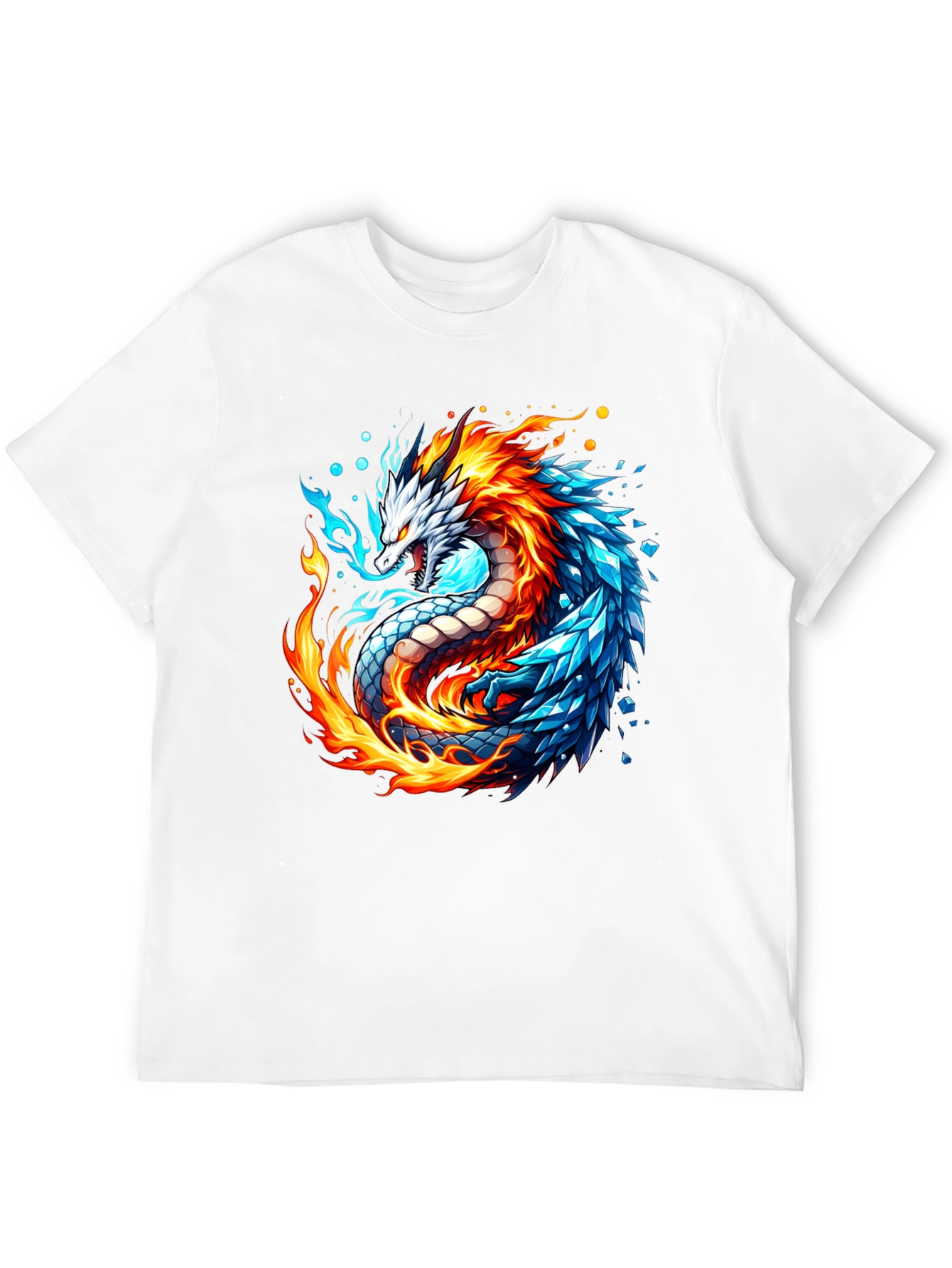 Fire and Ice Dragon Graphic T-Shirt