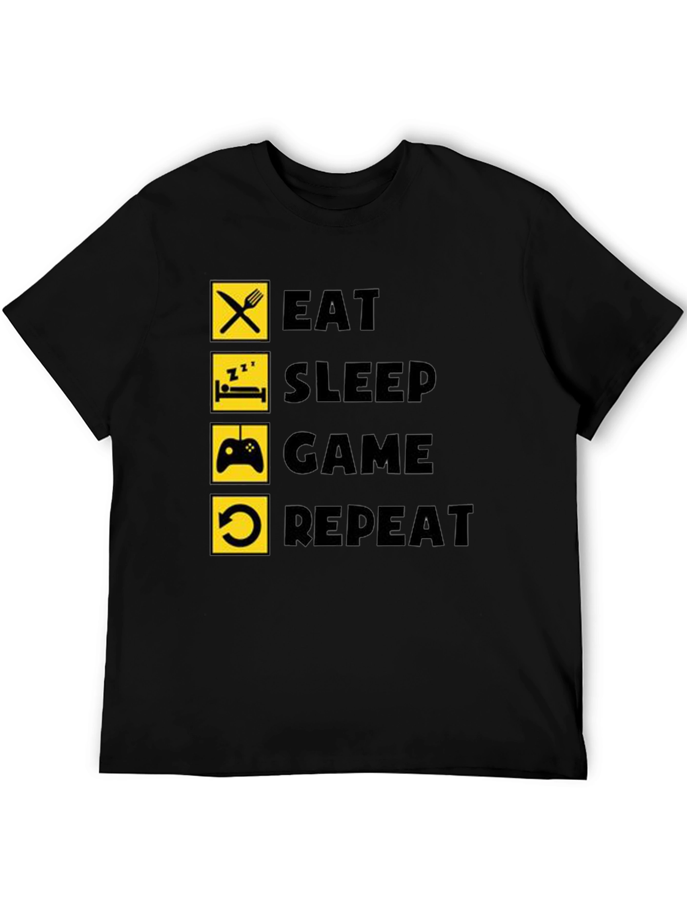 Eat Sleep Game Repeat Black T-Shirt Gamer Life