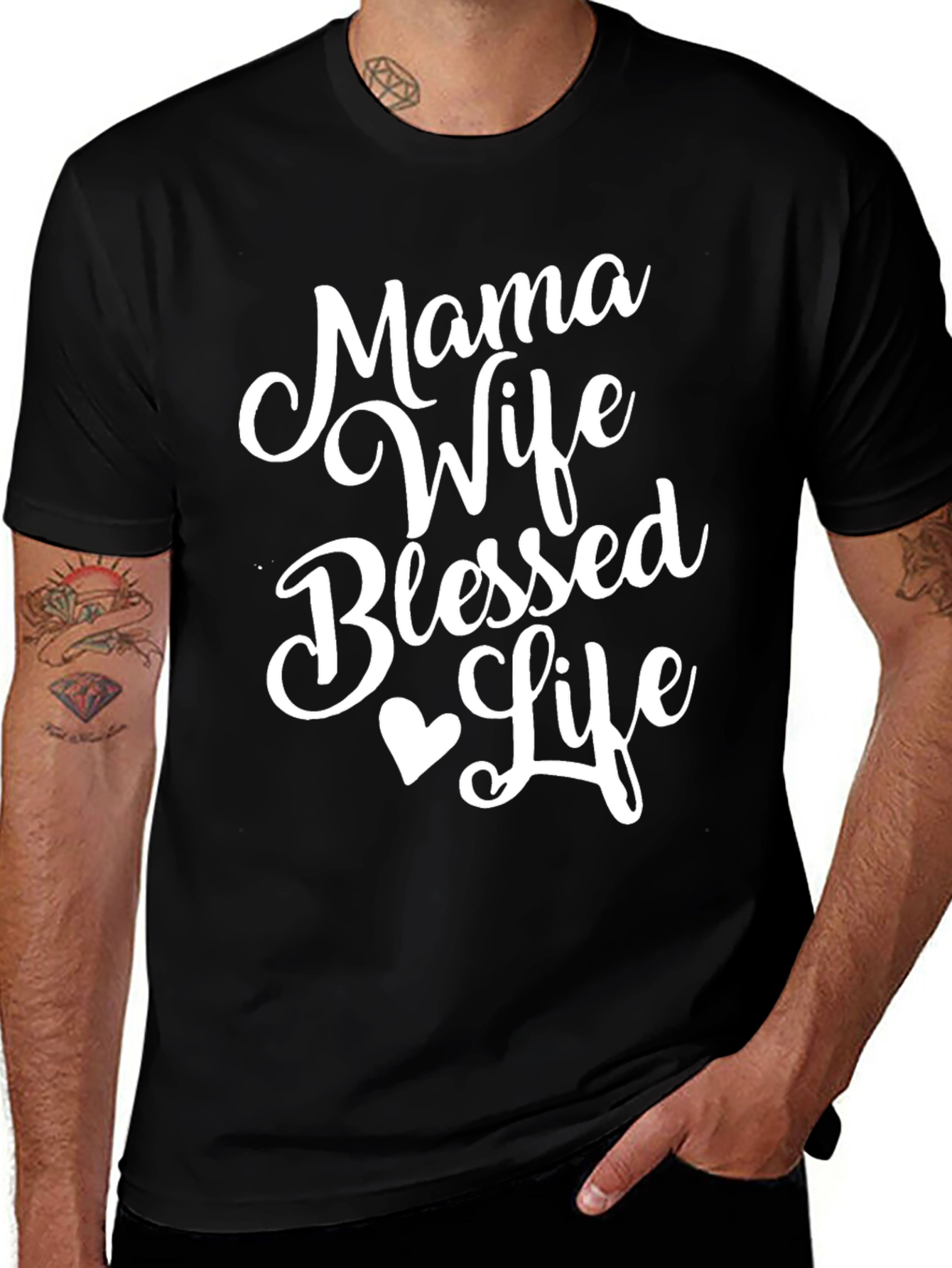 Mama Wife Blessed Life T-Shirt - Black