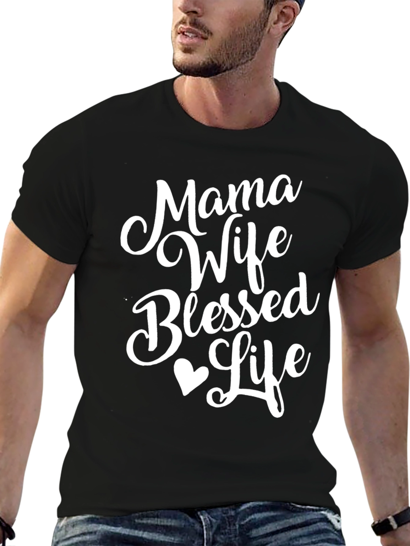 Mama Wife Blessed Life T-Shirt - Black