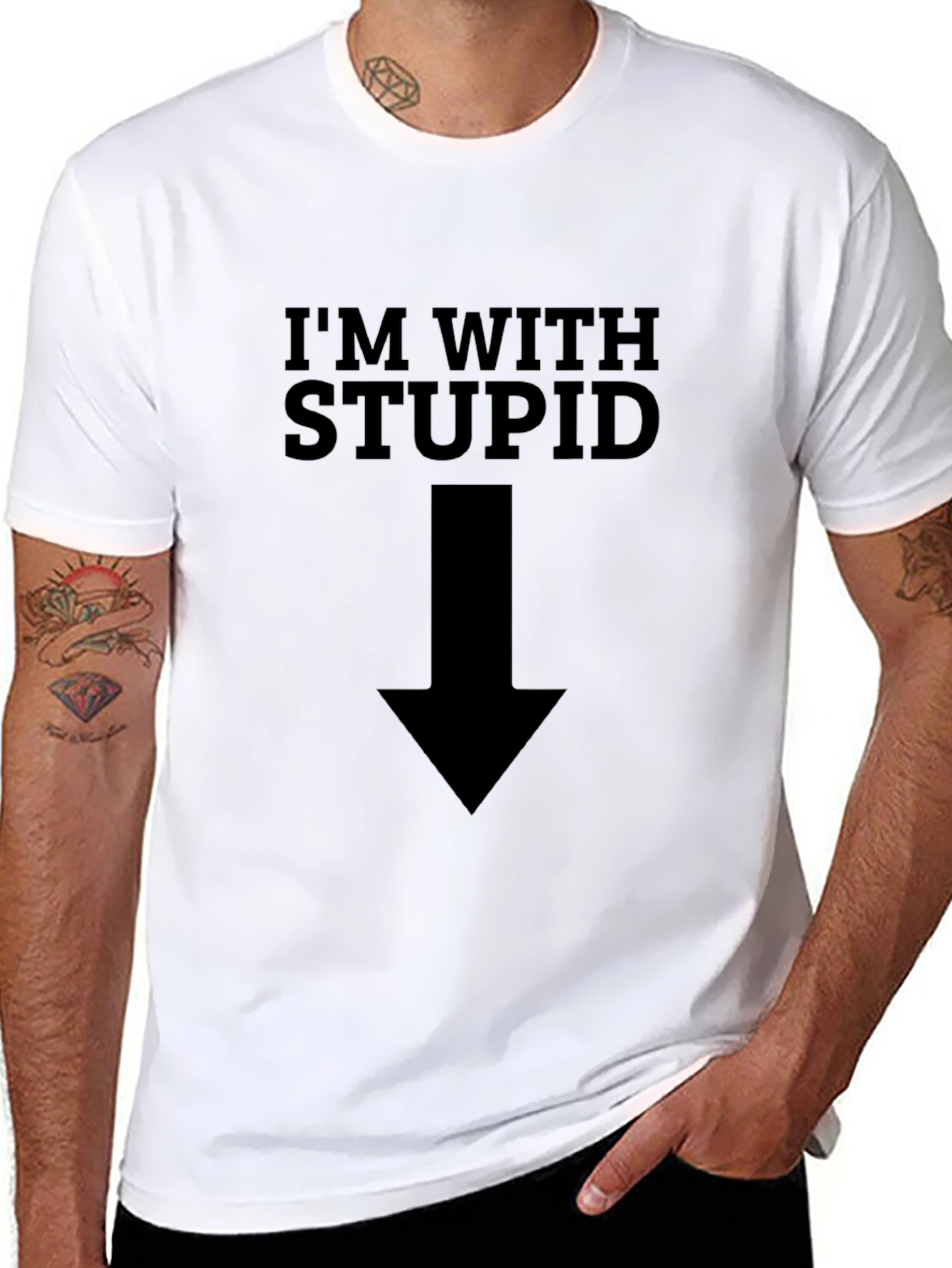 Im With Stupid T-Shirt - Funny Arrow Graphic Tee