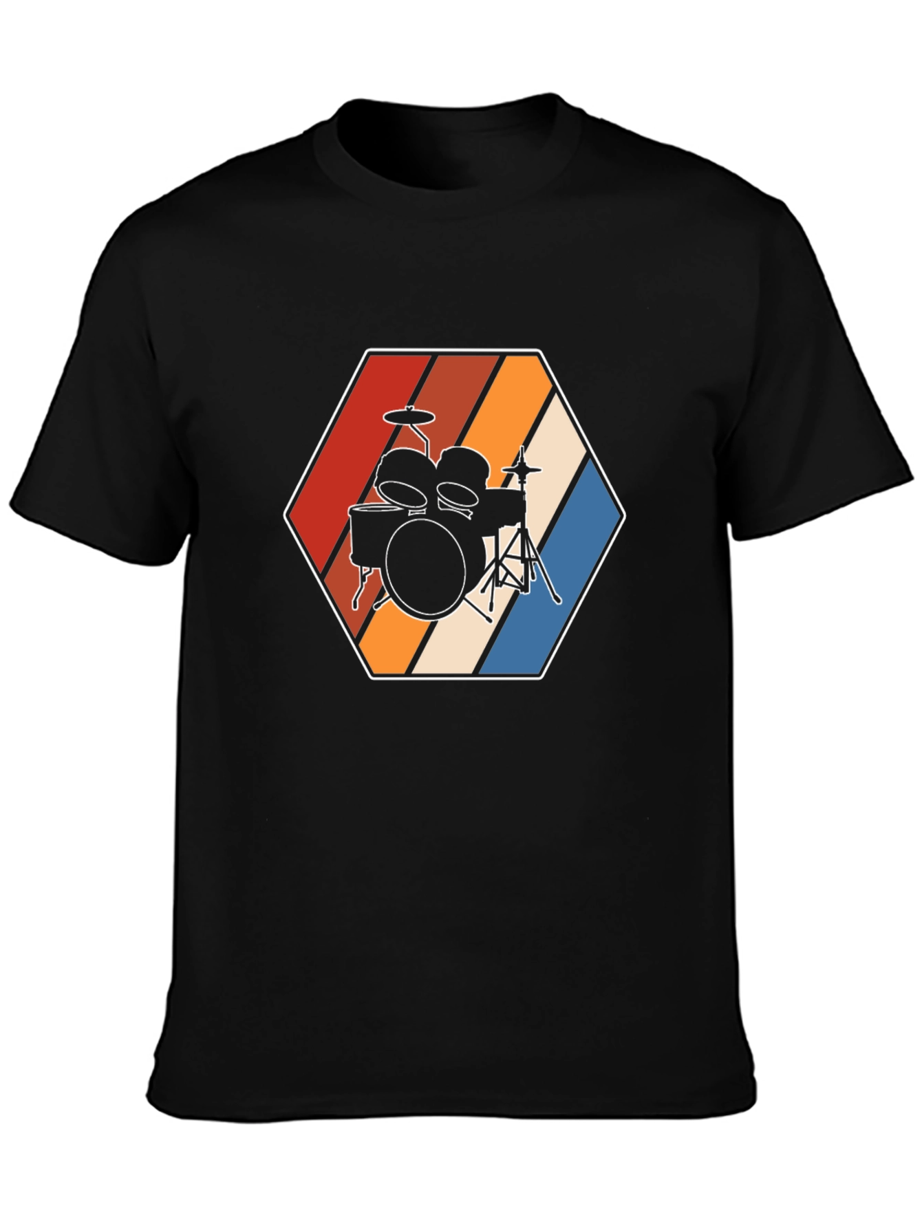 Retro Drum Kit Graphic Tee - Black T-Shirt