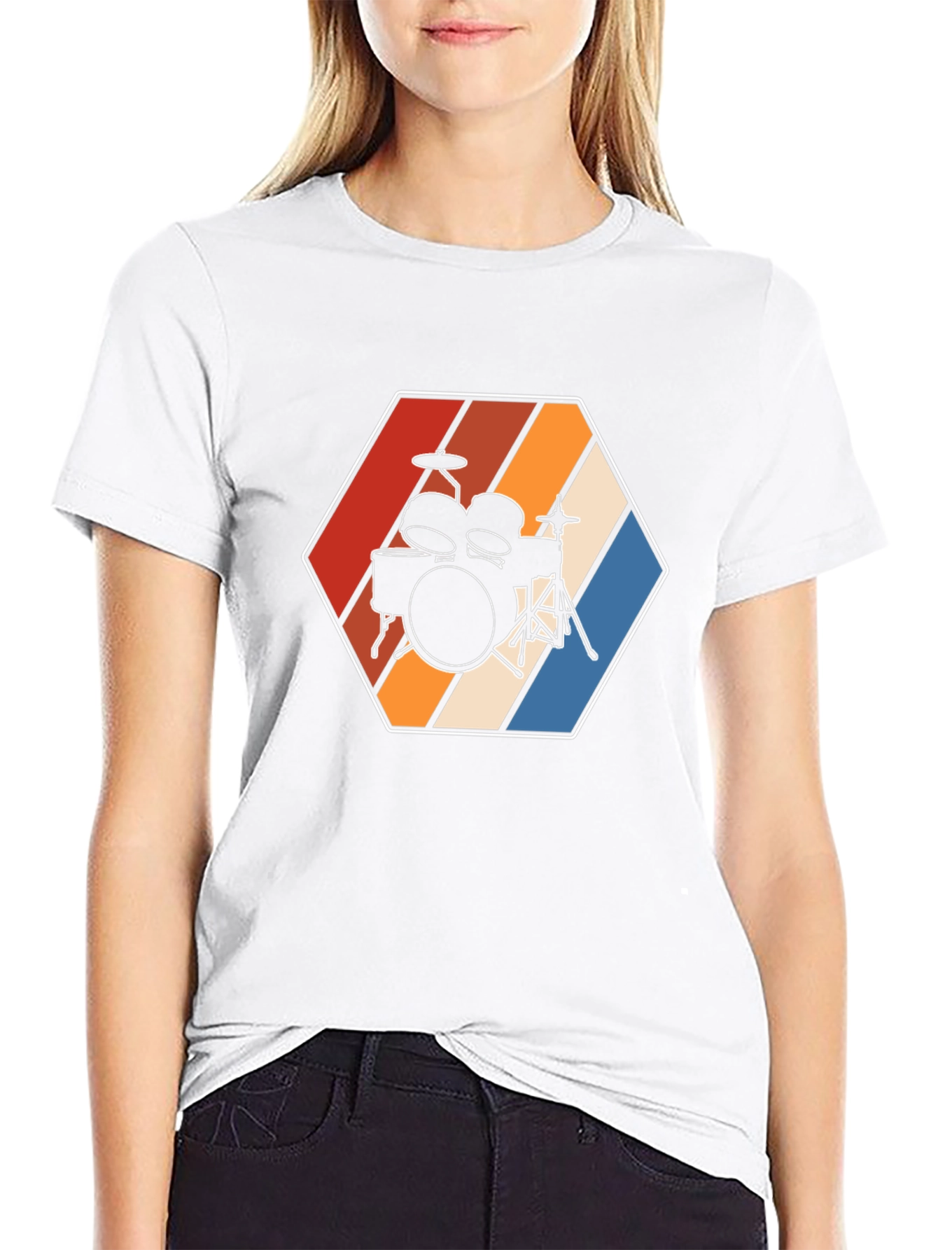 Retro Drum Kit Graphic Tee - Black T-Shirt