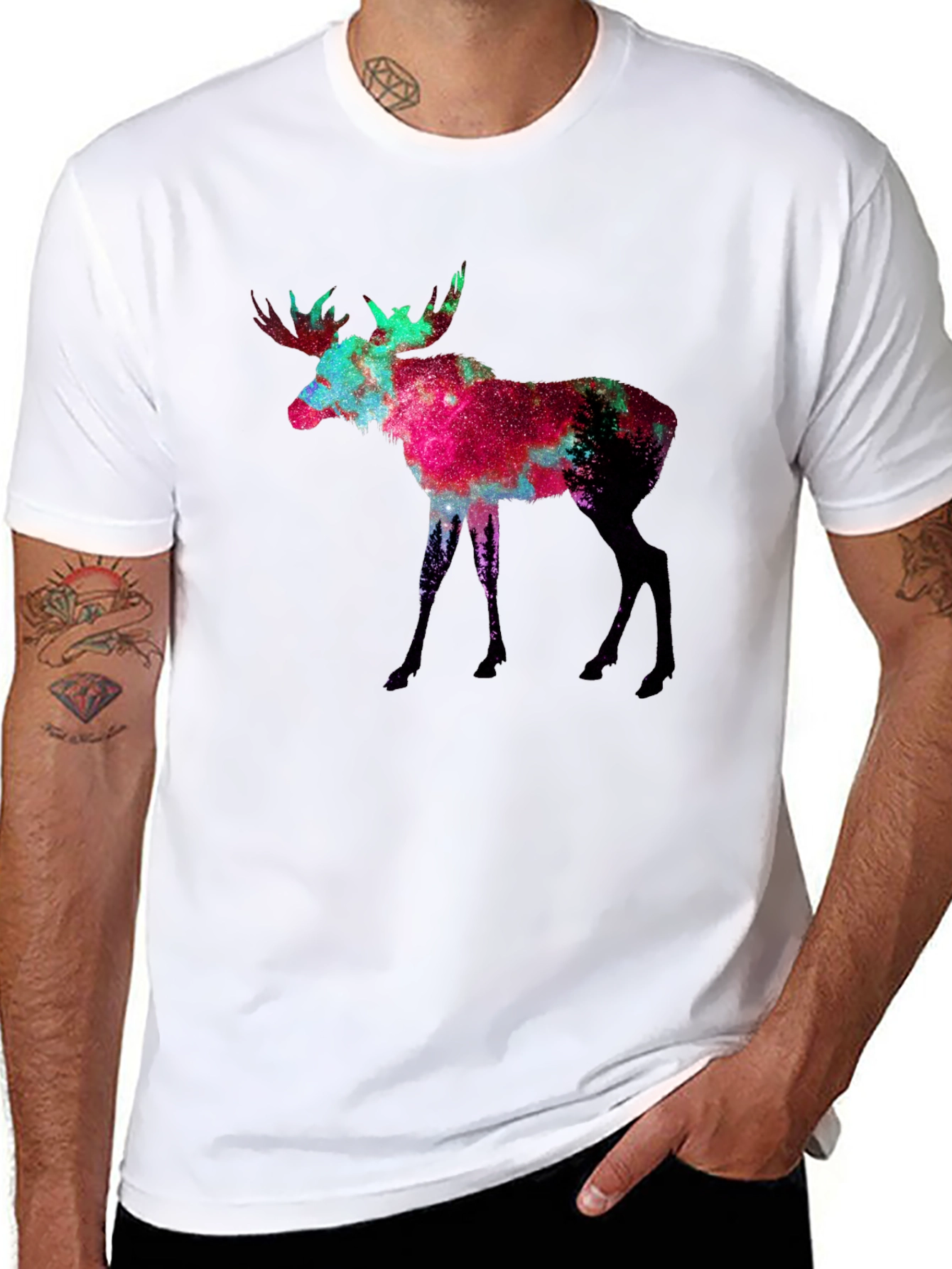 Cosmic Moose Graphic Tee - Black Unisex T-Shirt
