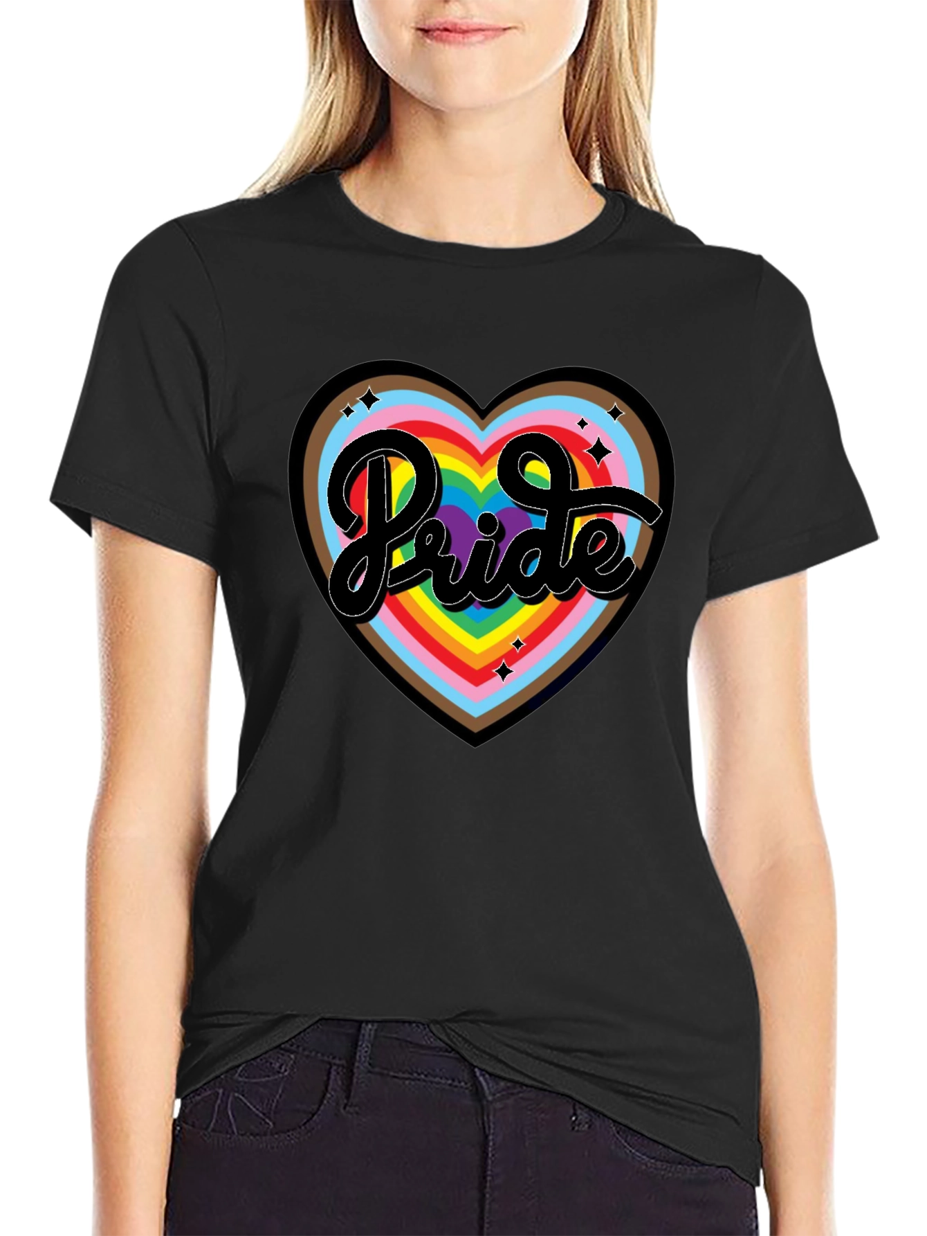 Pride Heart Graphic T-Shirt - Black