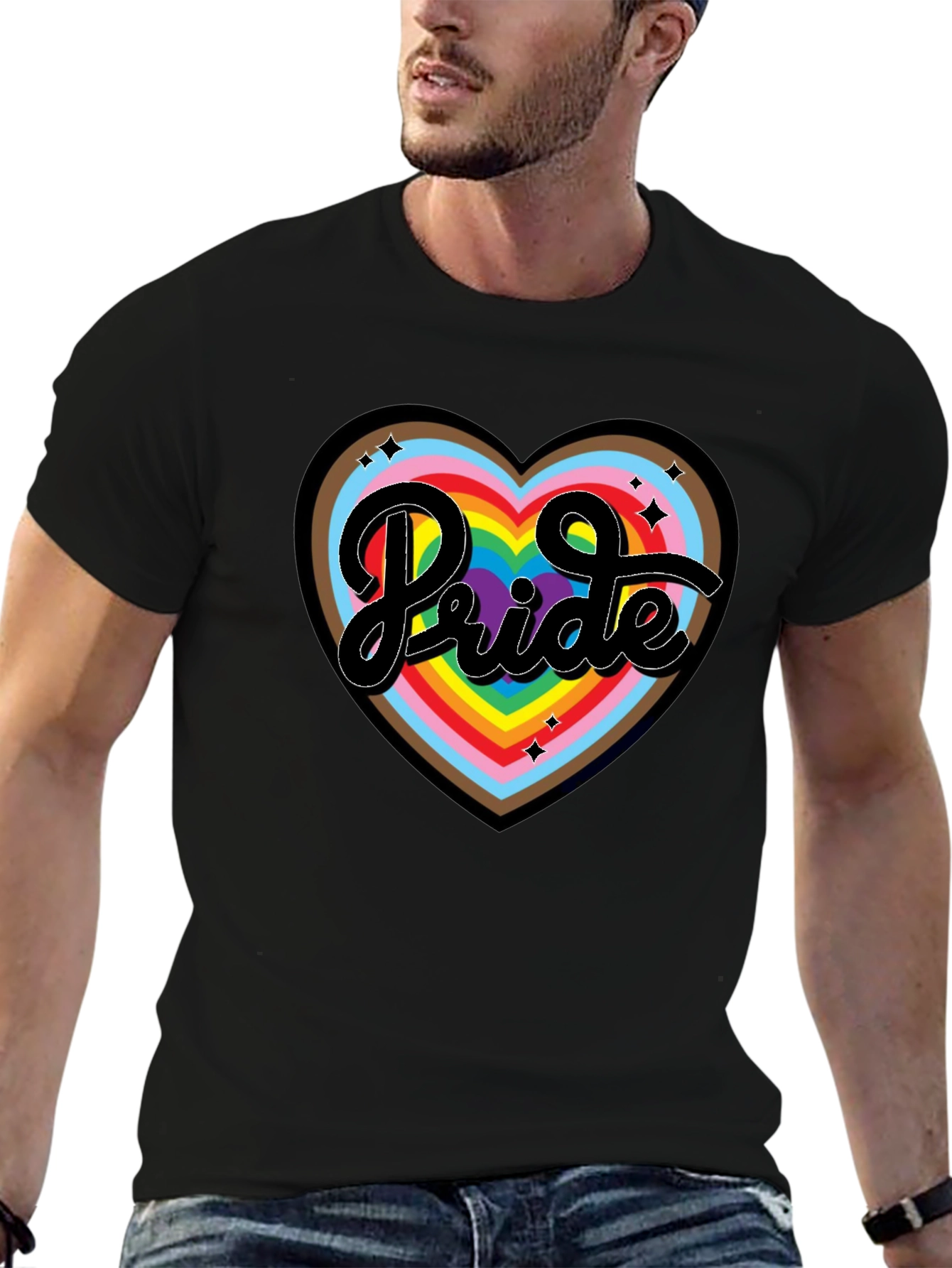 Pride Heart Graphic T-Shirt - Black