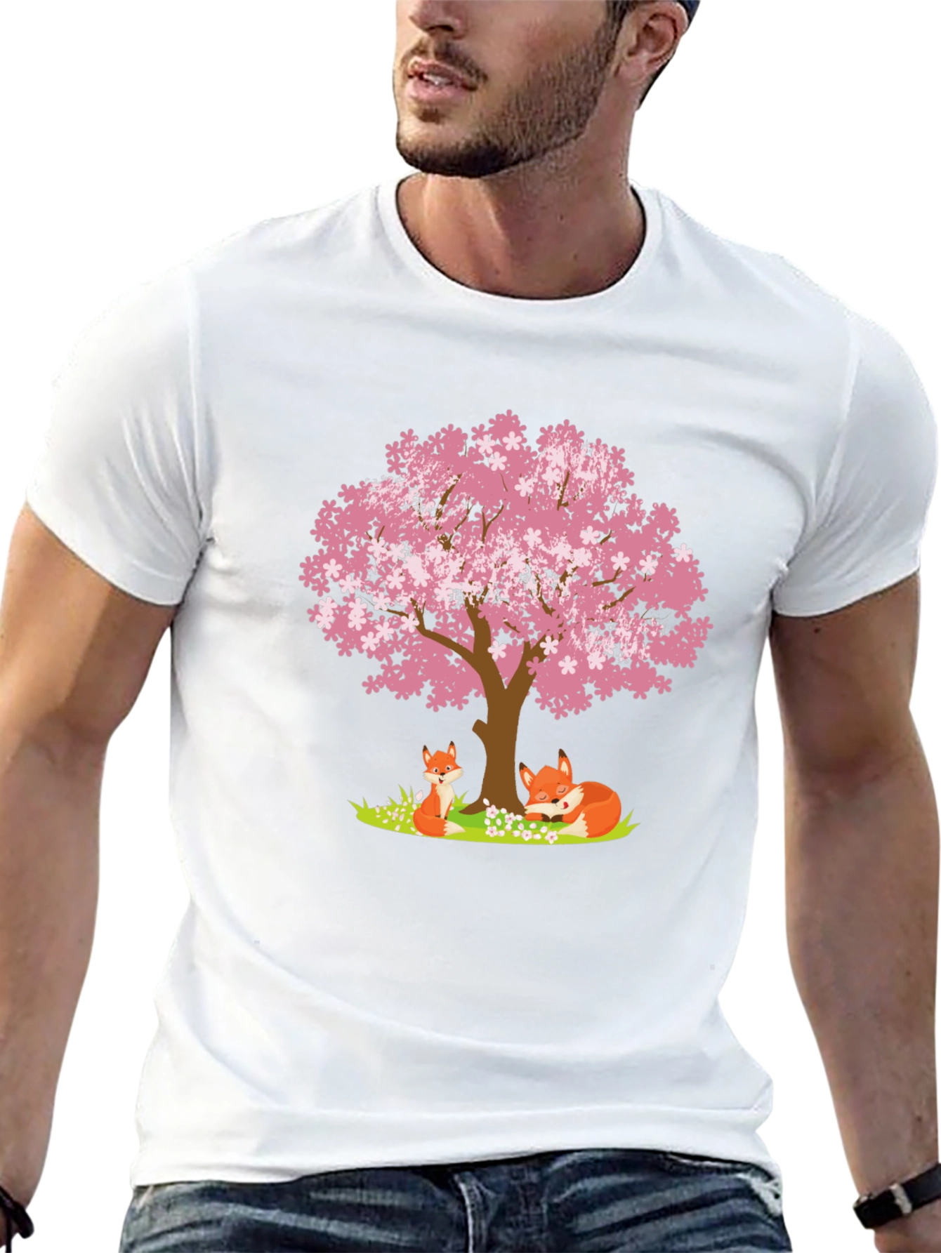 Fox & Cherry Blossom Tree Graphic Tee