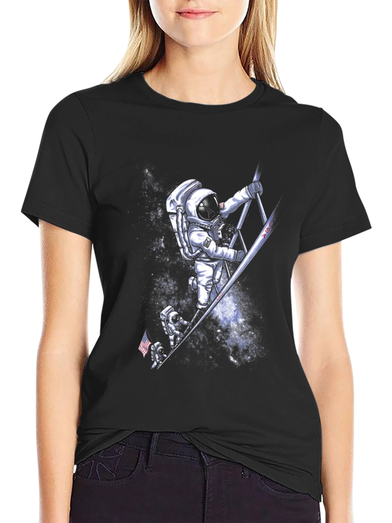 Astronauts Climbing T-Shirt - Space Adventure Tee