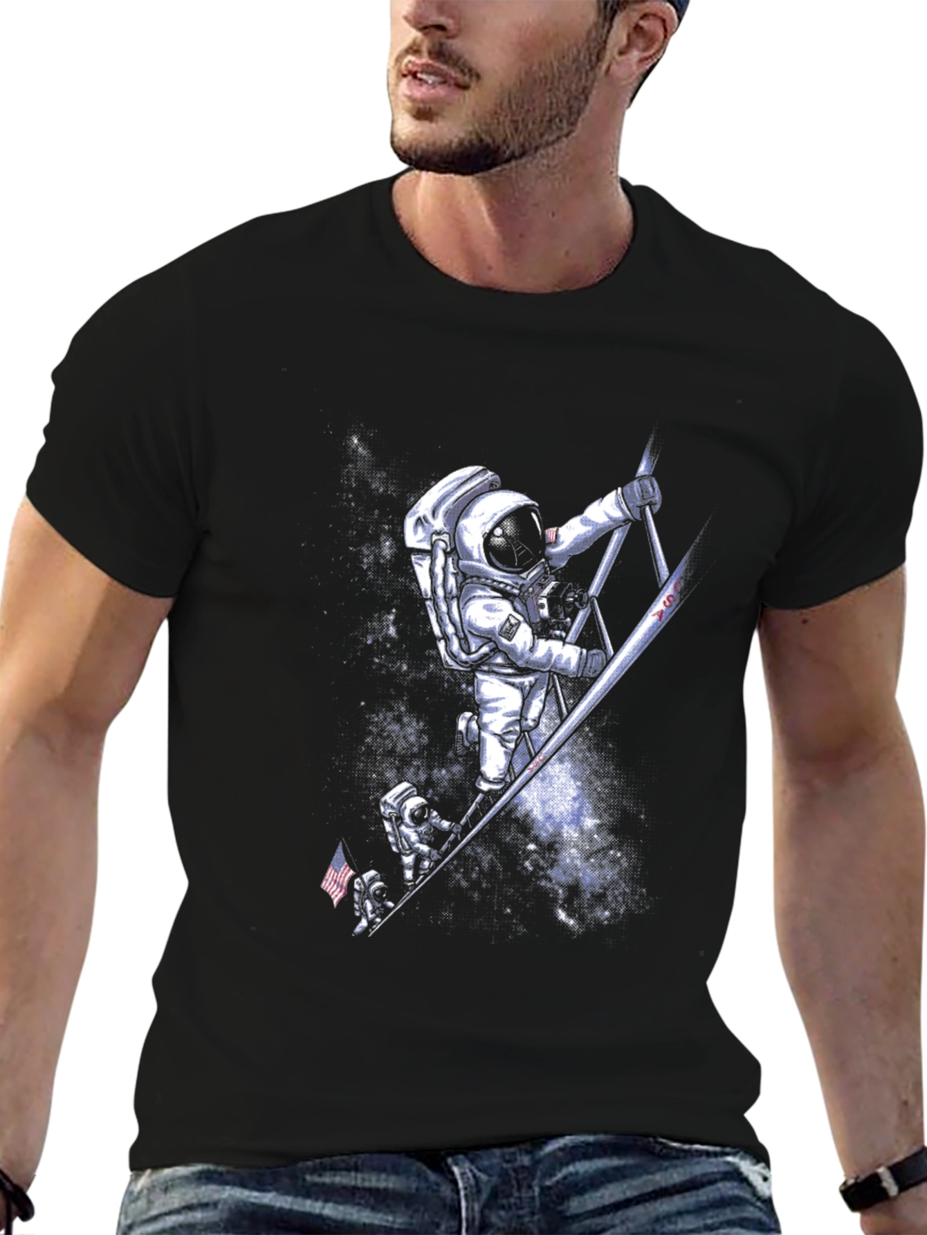 Astronauts Climbing T-Shirt - Space Adventure Tee