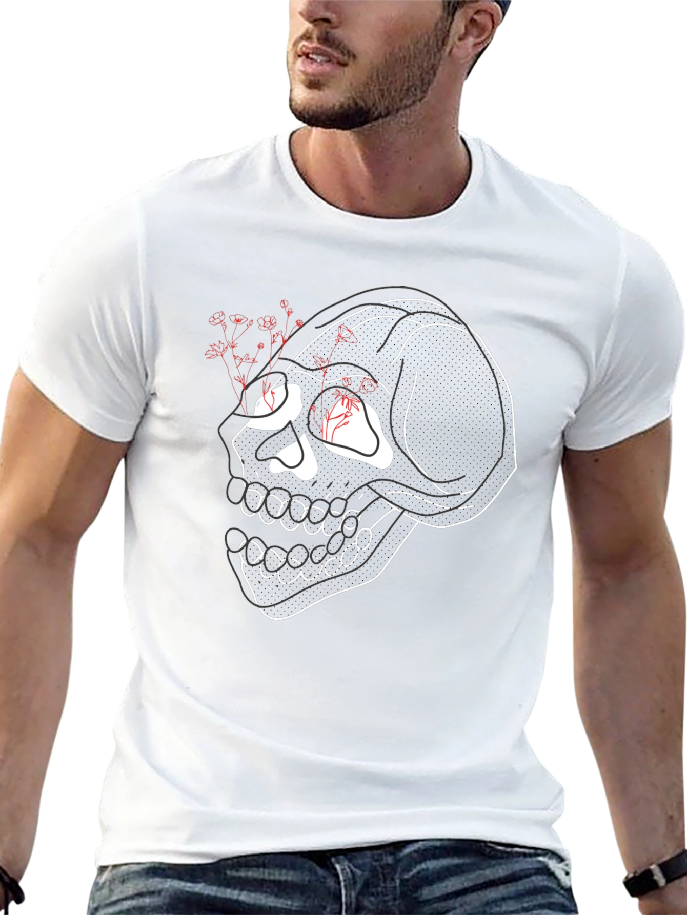 Edgy Skull Graphic Tee - Mens Black T-Shirt