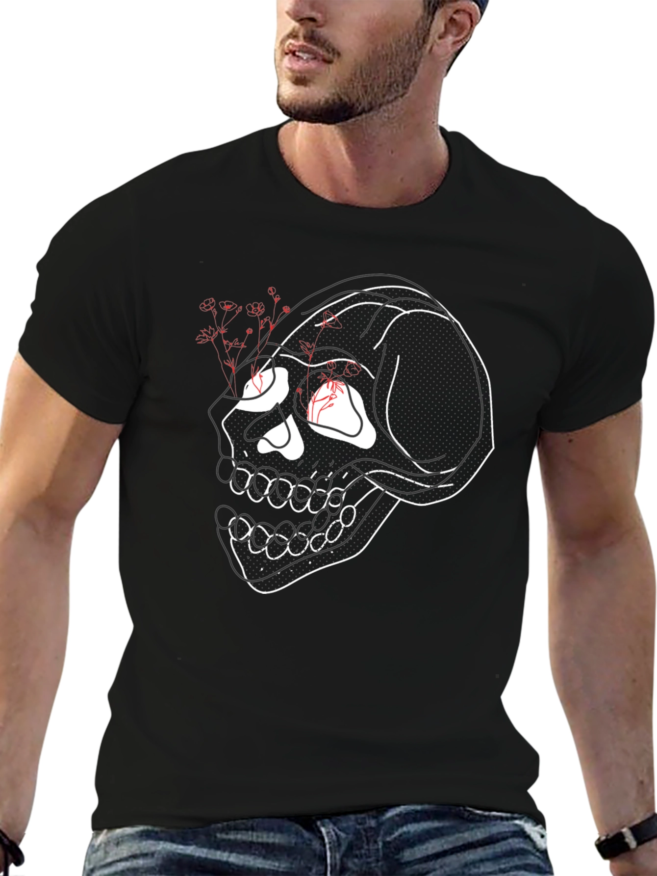 Edgy Skull Graphic Tee - Mens Black T-Shirt