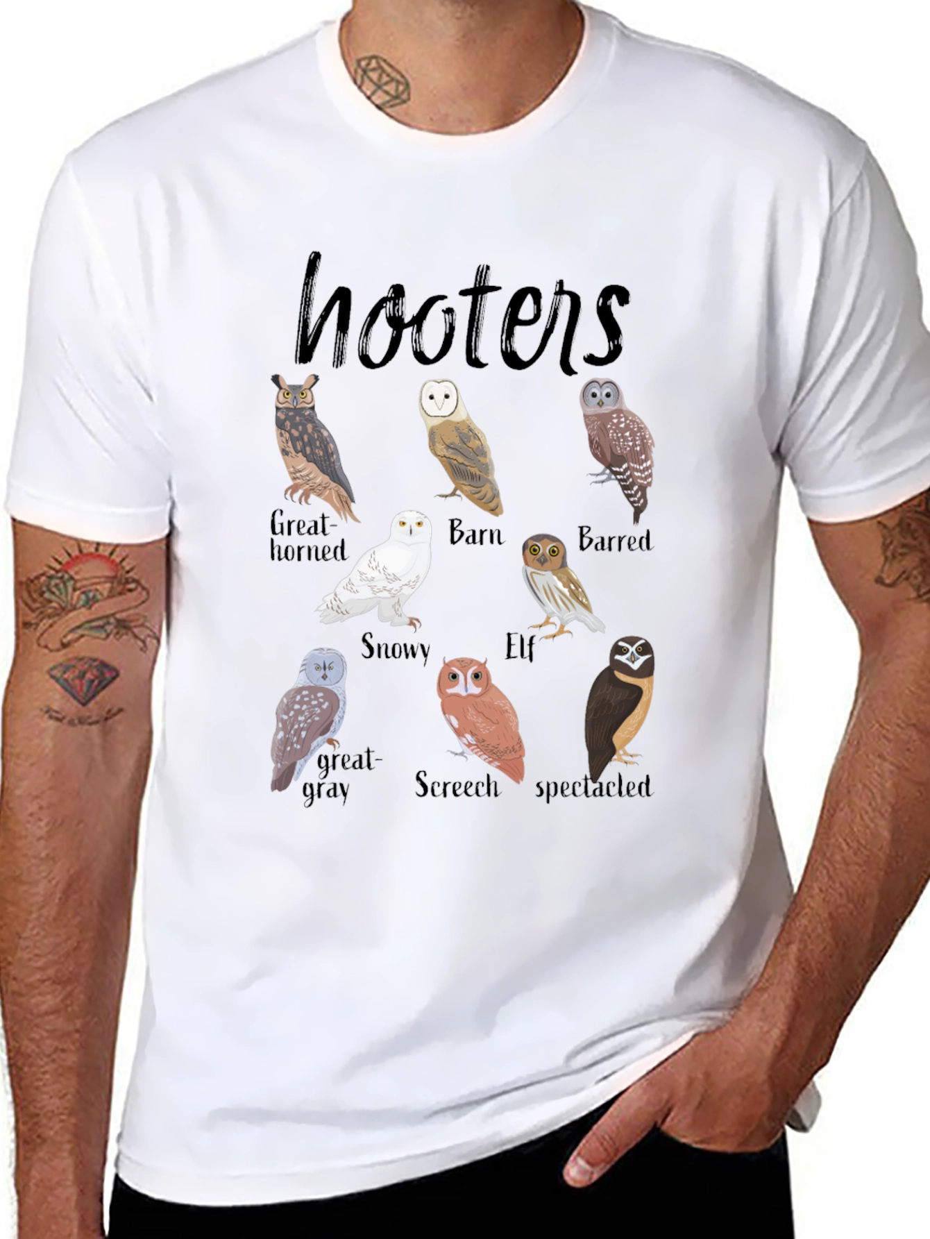 Hooters Owl Species Graphic Tee - Bird Lovers T-Shirt