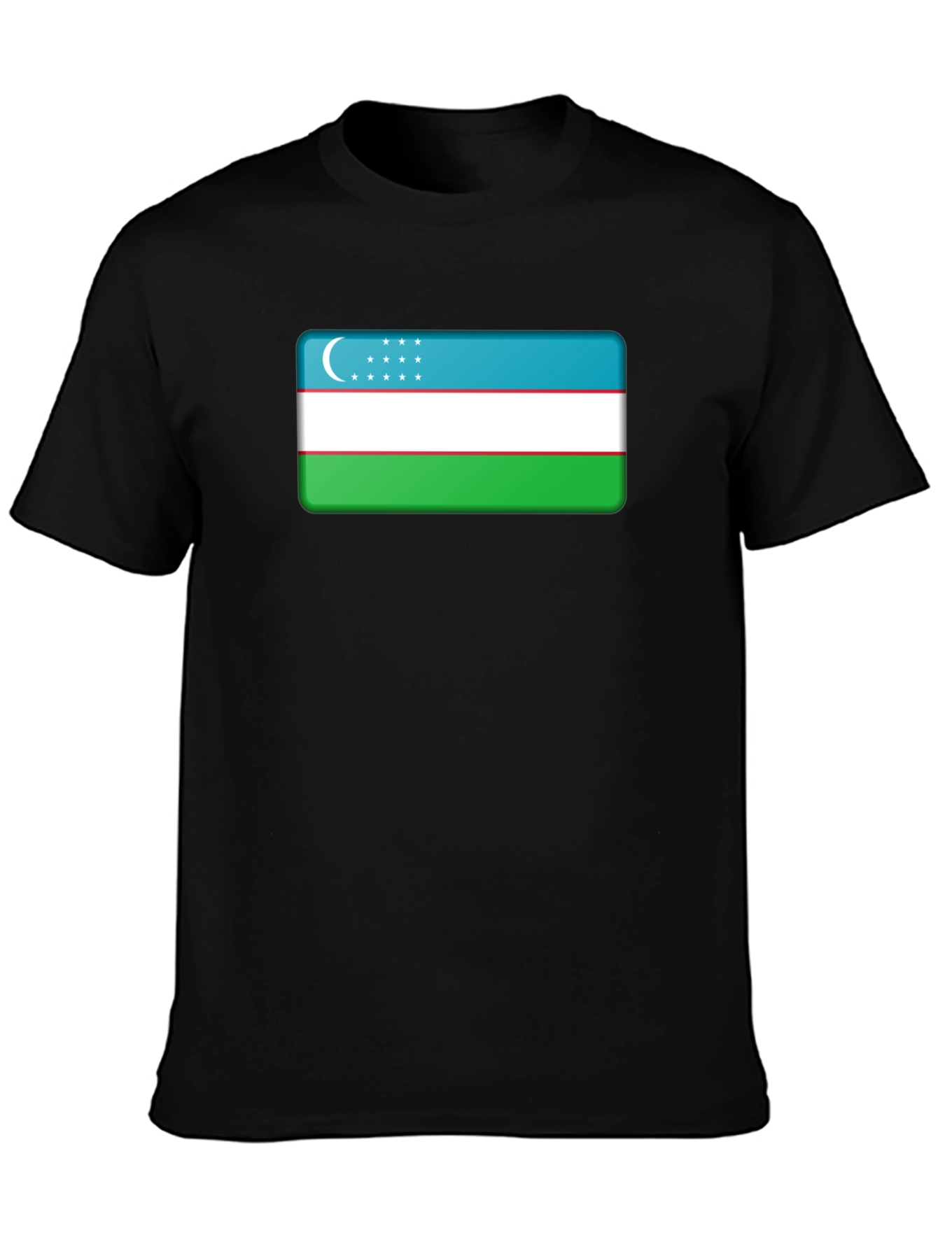 Uzbekistan Flag T-Shirt - Black