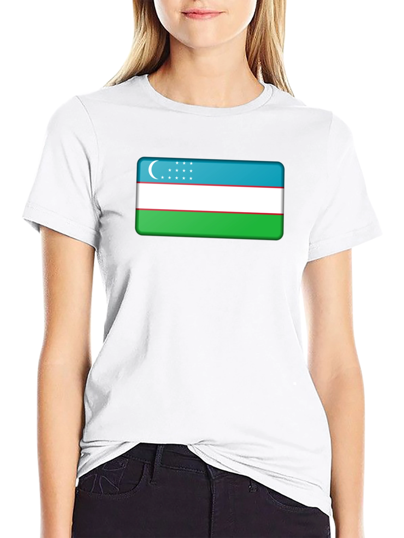 Uzbekistan Flag T-Shirt - Black
