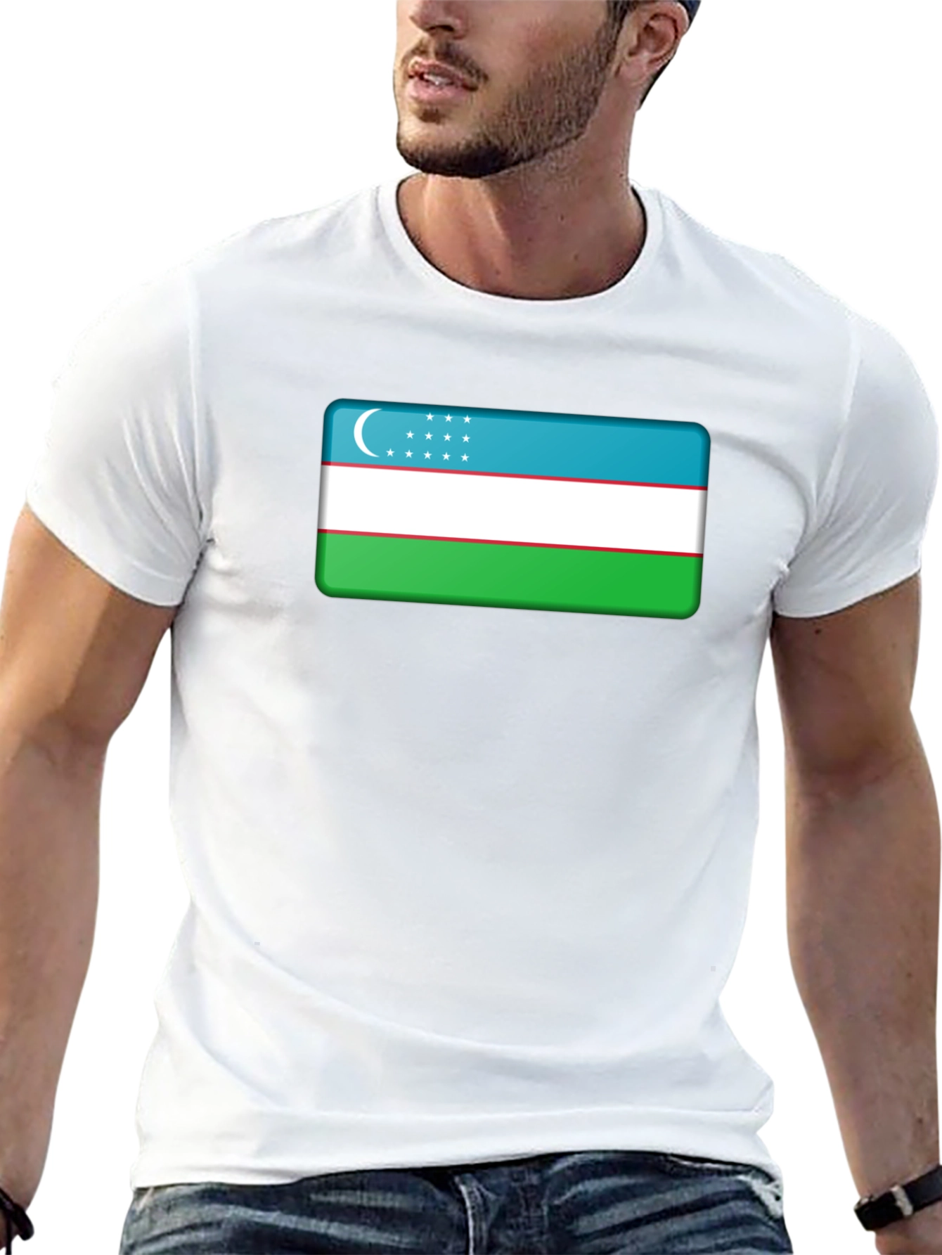 Uzbekistan Flag T-Shirt - Black
