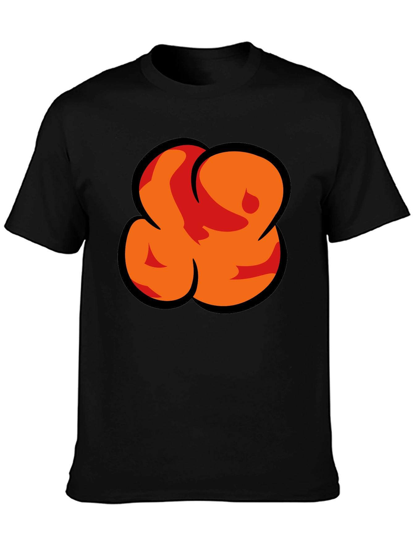 Bold Graphic Black T-Shirt - Abstract Orange Design