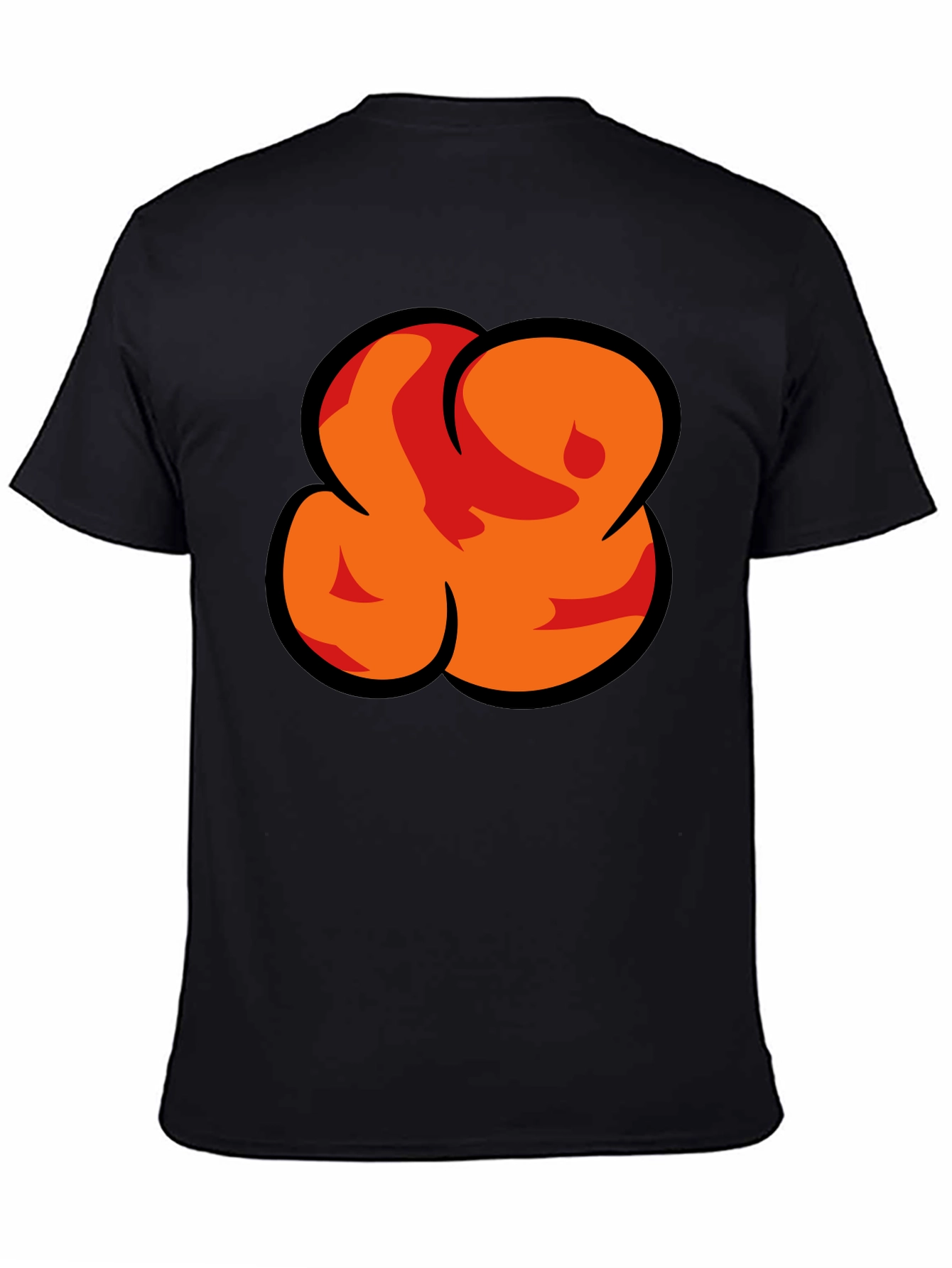 Bold Graphic Black T-Shirt - Abstract Orange Design