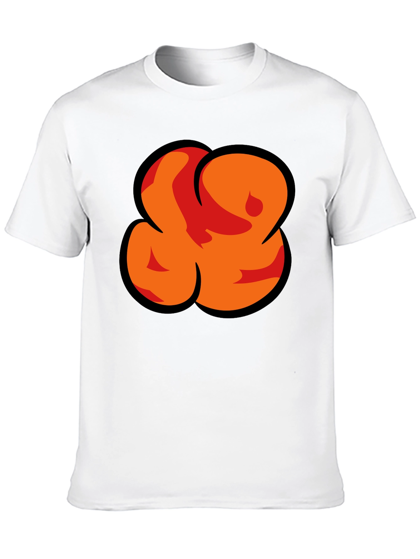 Bold Graphic Black T-Shirt - Abstract Orange Design
