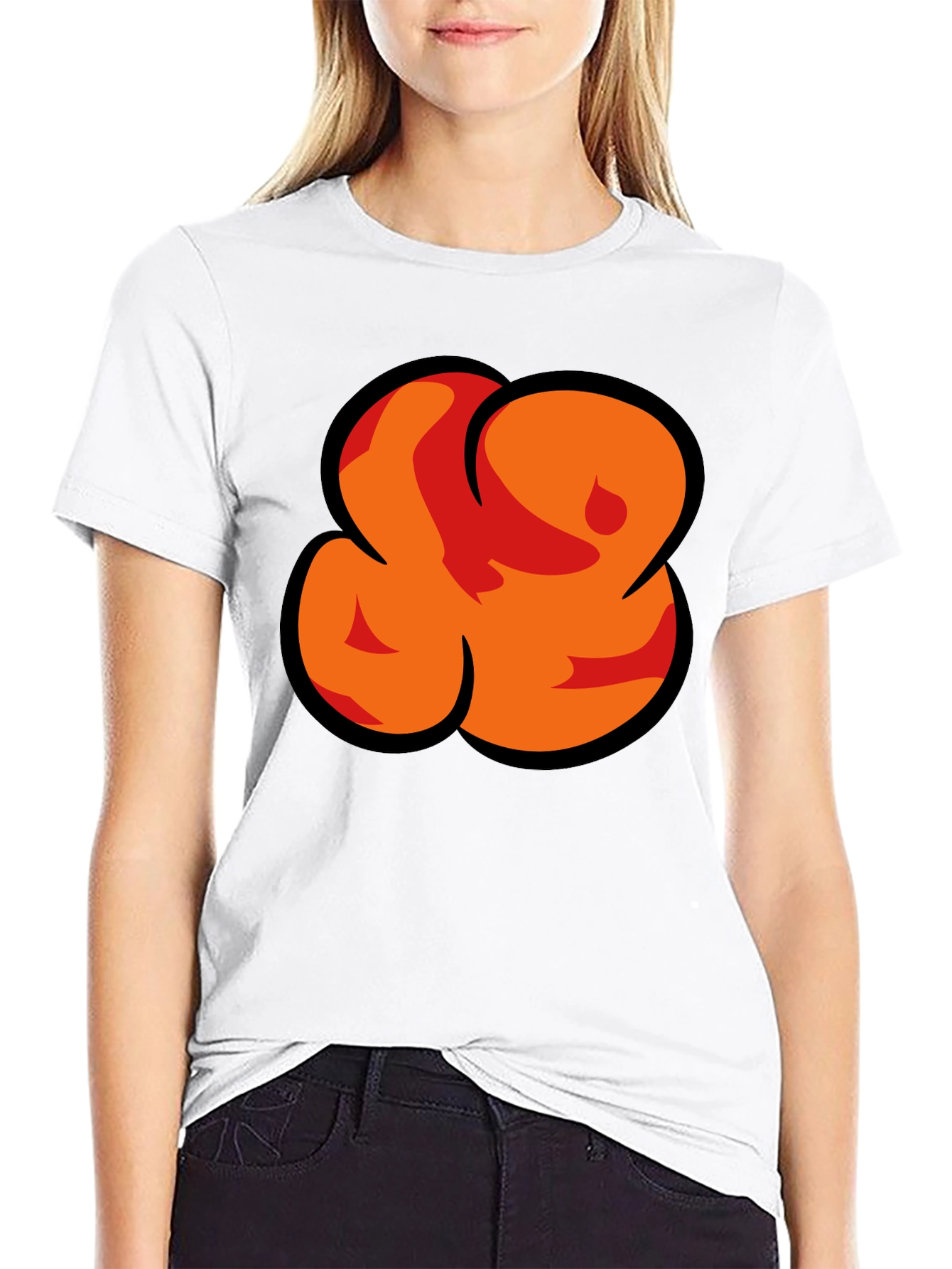 Bold Graphic Black T-Shirt - Abstract Orange Design