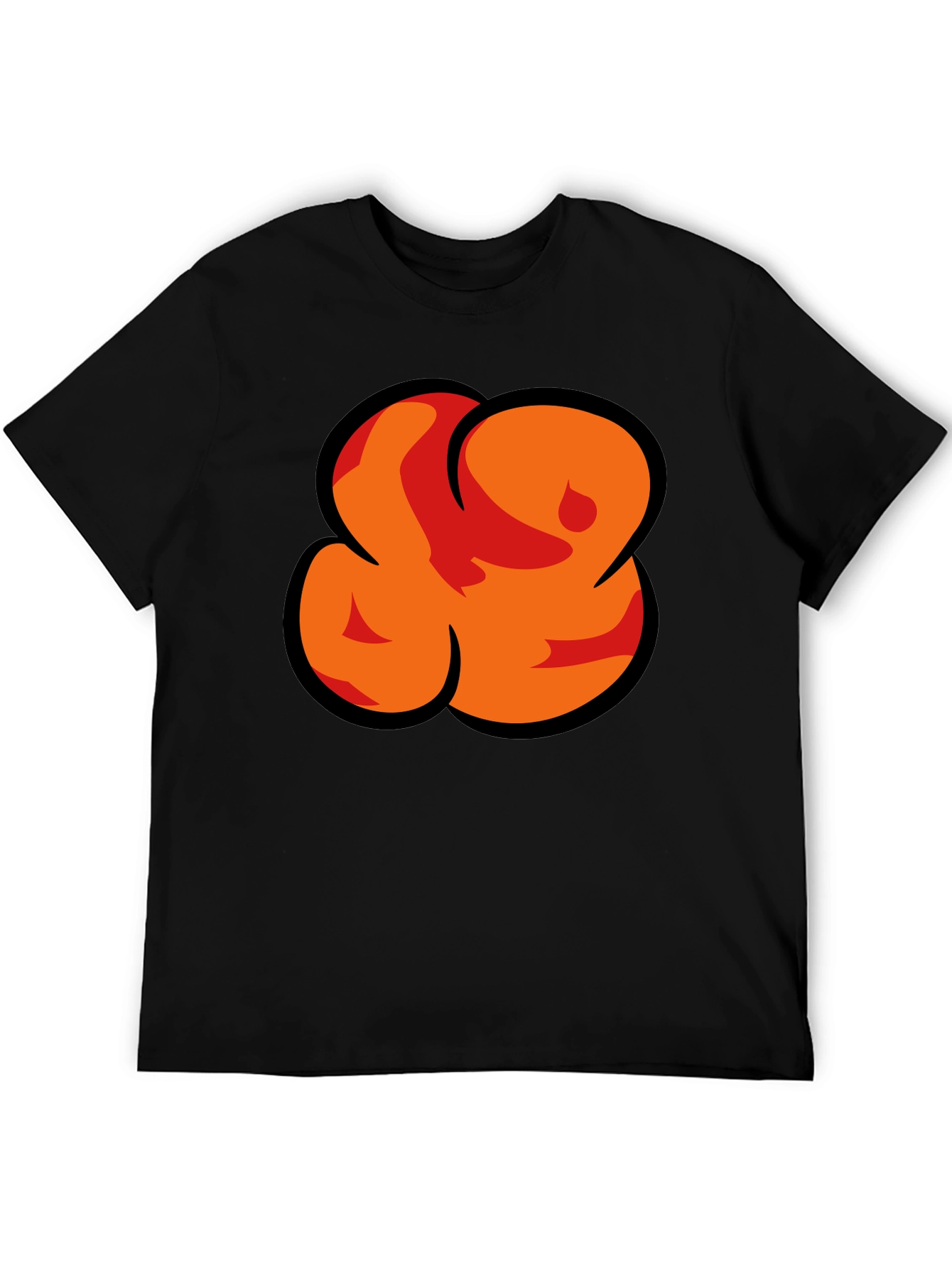 Bold Graphic Black T-Shirt - Abstract Orange Design