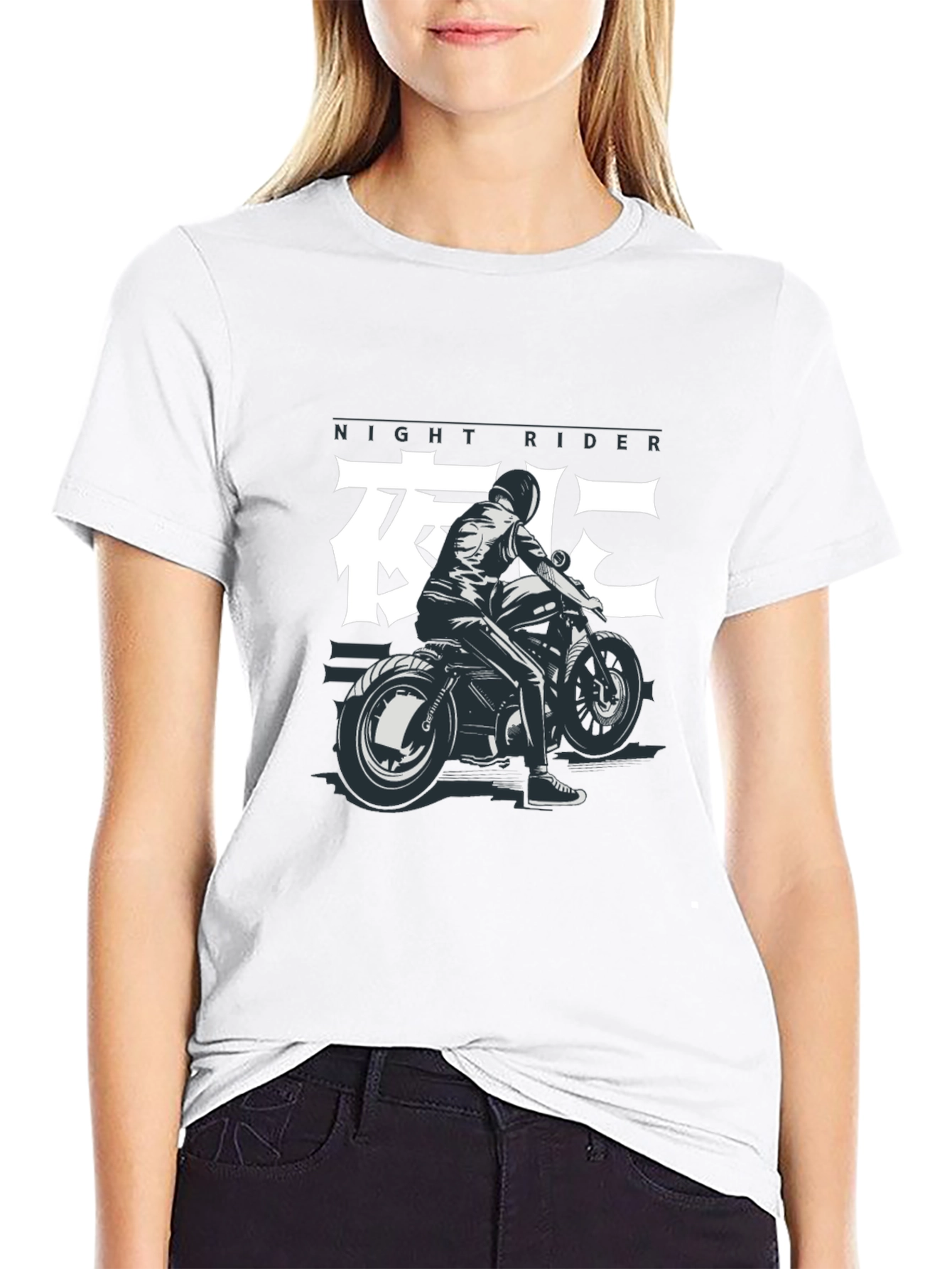 Night Rider Graphic Tee - Black Motorcycle T-Shirt