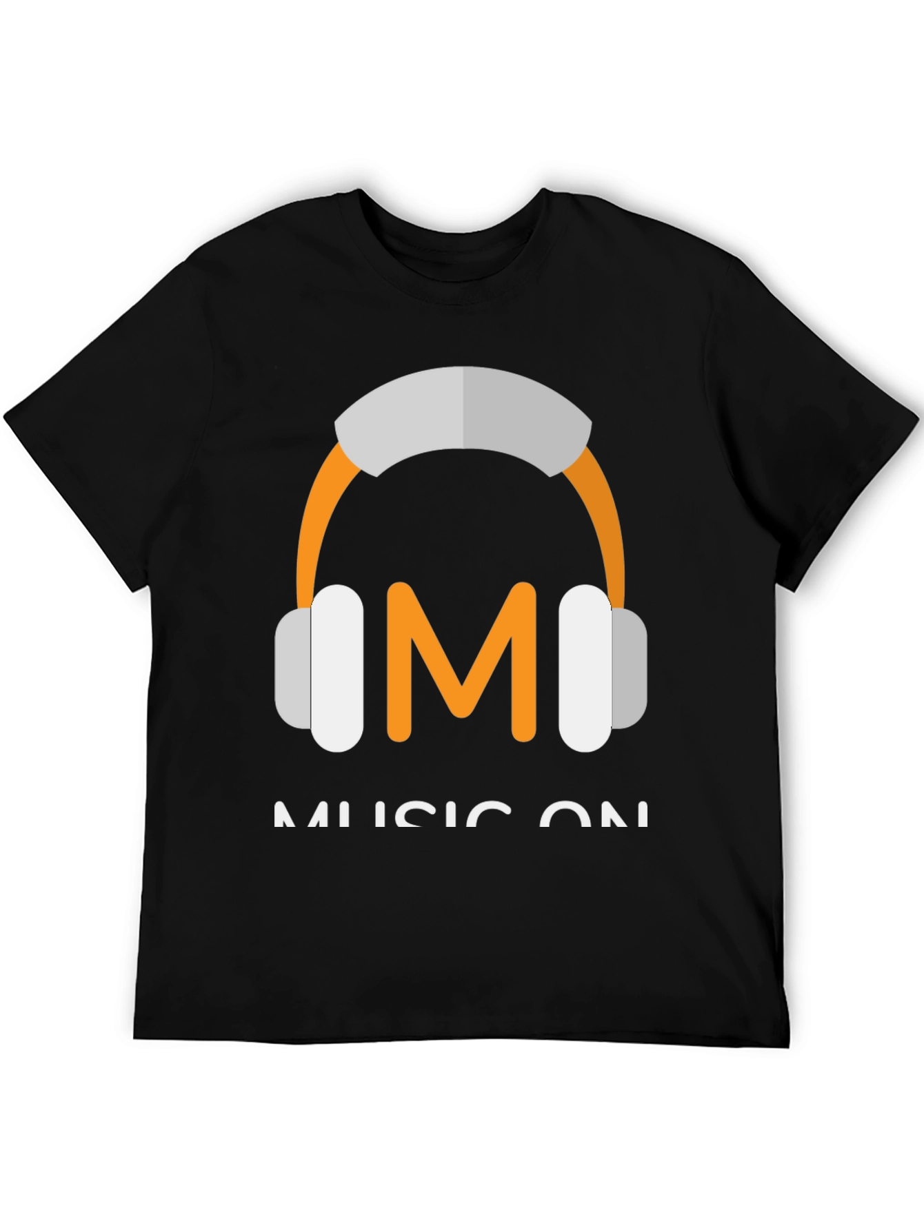 Music On Black T-Shirt with Headphone Graphic
