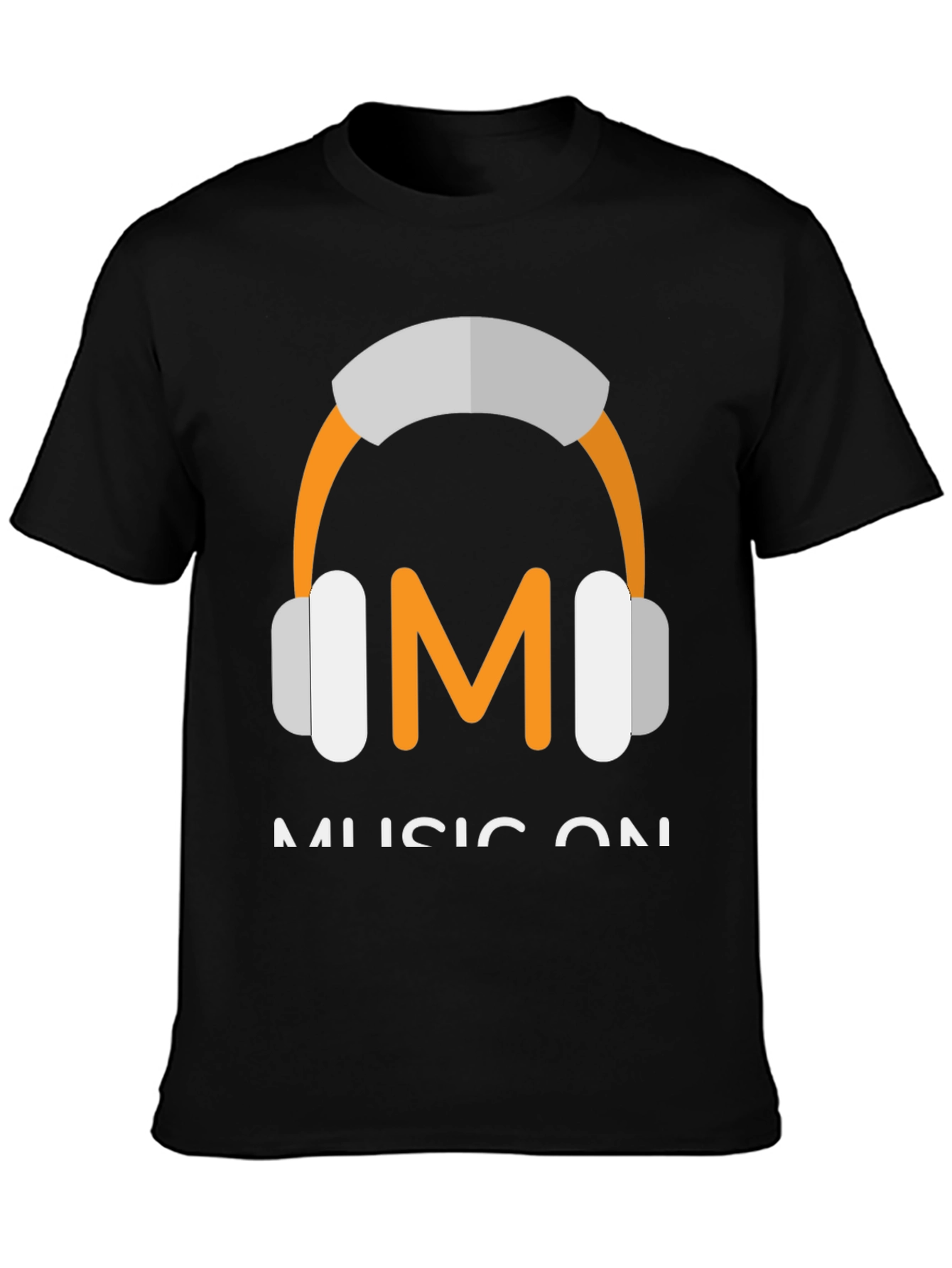 Music On Black T-Shirt with Headphone Graphic