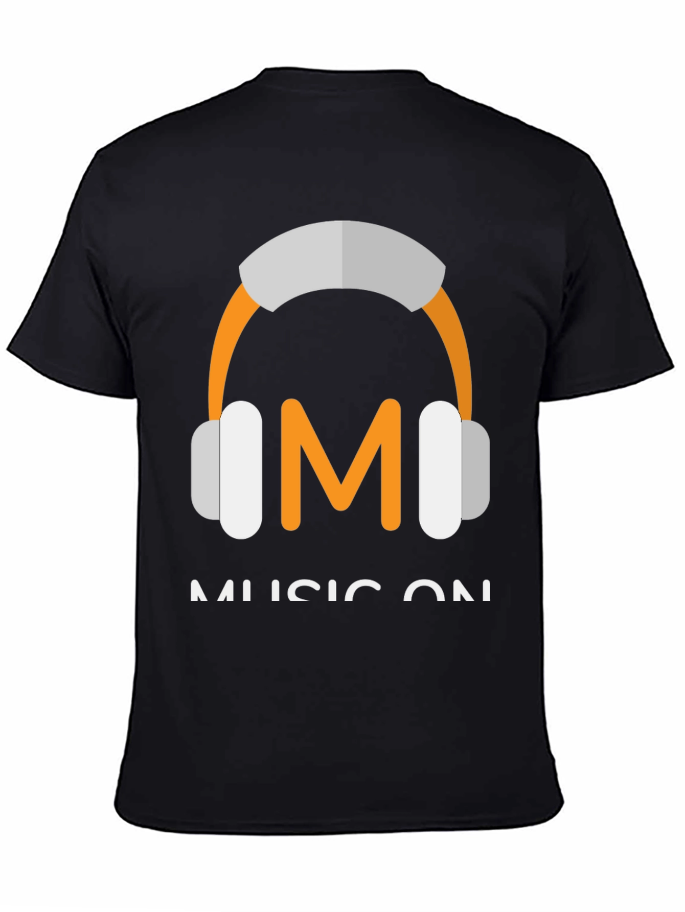 Music On Black T-Shirt with Headphone Graphic
