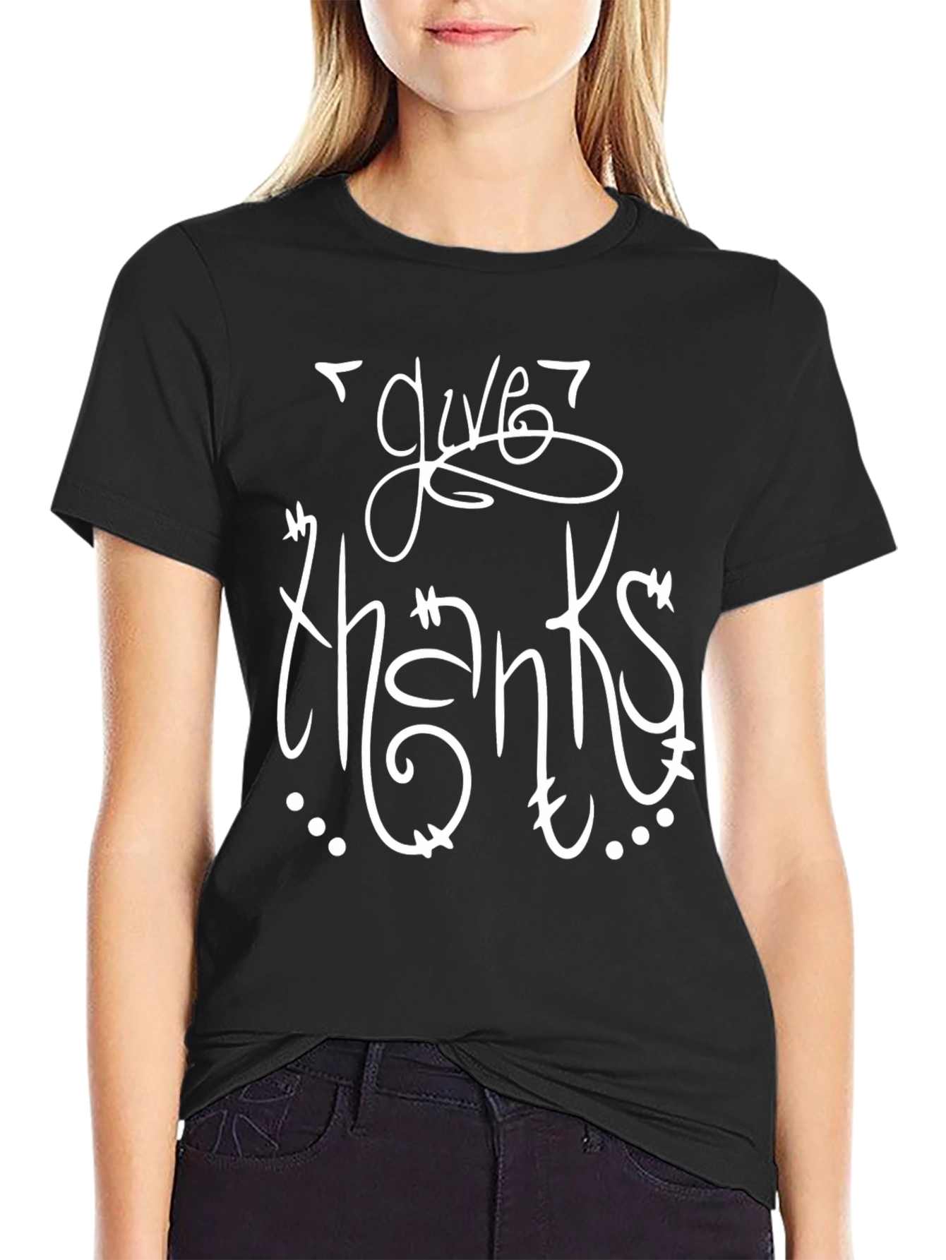 Give Thanks Graphic Tee - Black
